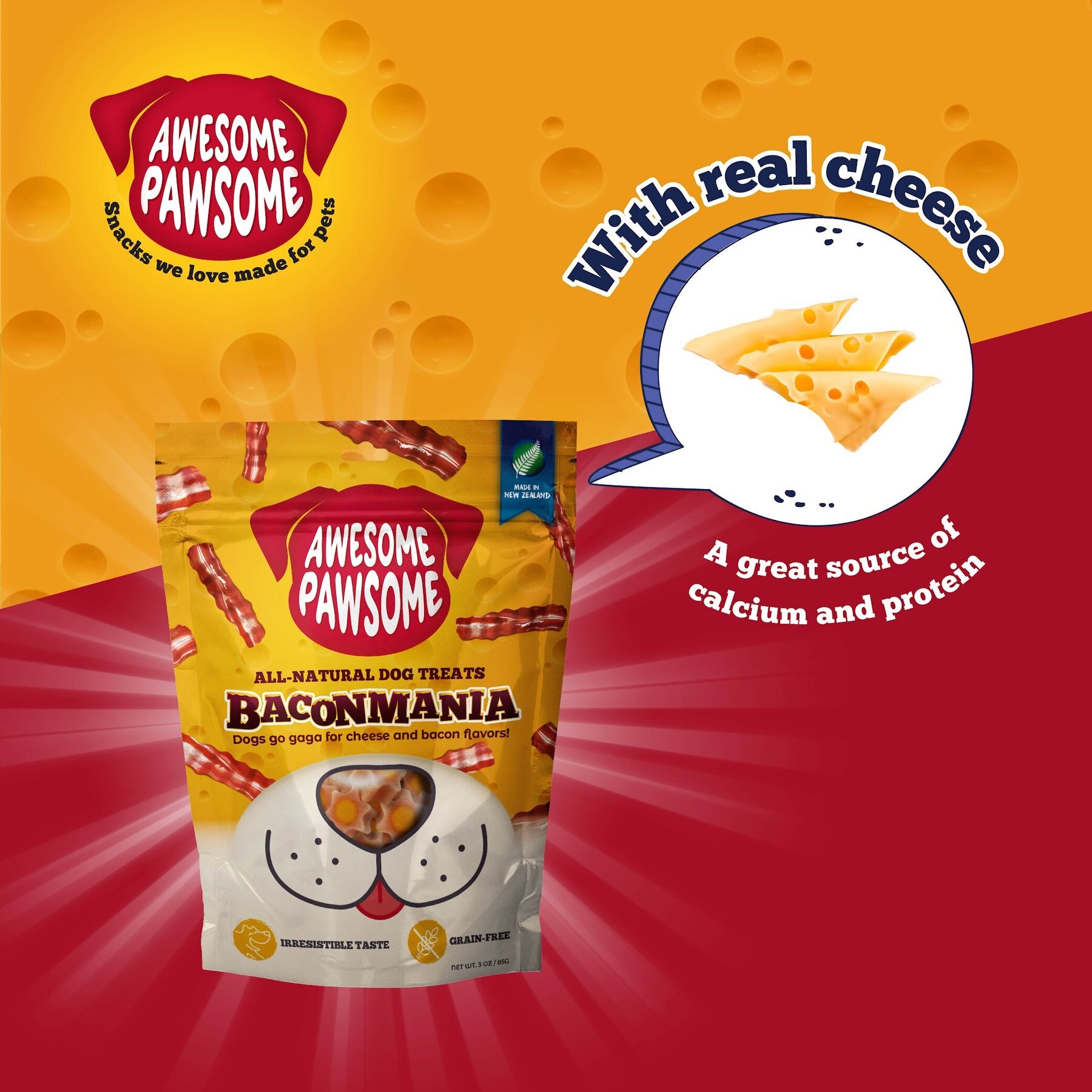 Awesome Pawsome Baconmania Dog Treats, 3-oz bag