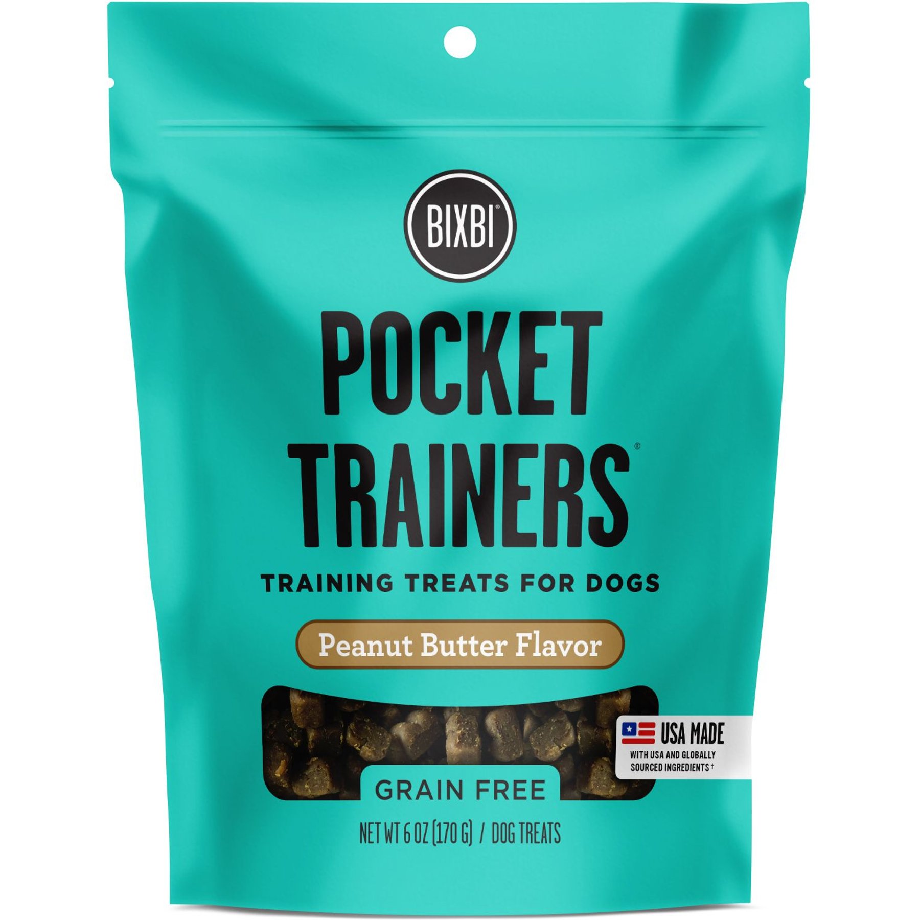 BIXBI Pocket Trainers Peanut Butter Flavor Grain-Free Dog Treats