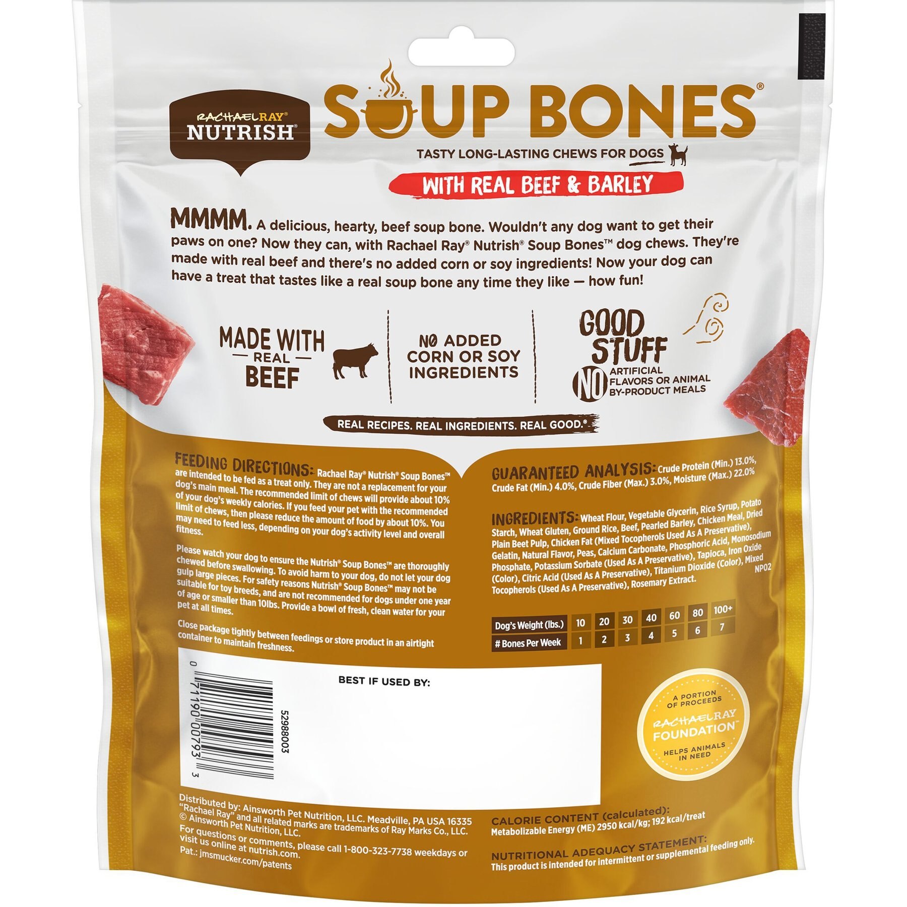 Rachael Ray Nutrish Soup Bones Beef & Barley Flavor Dog Treats