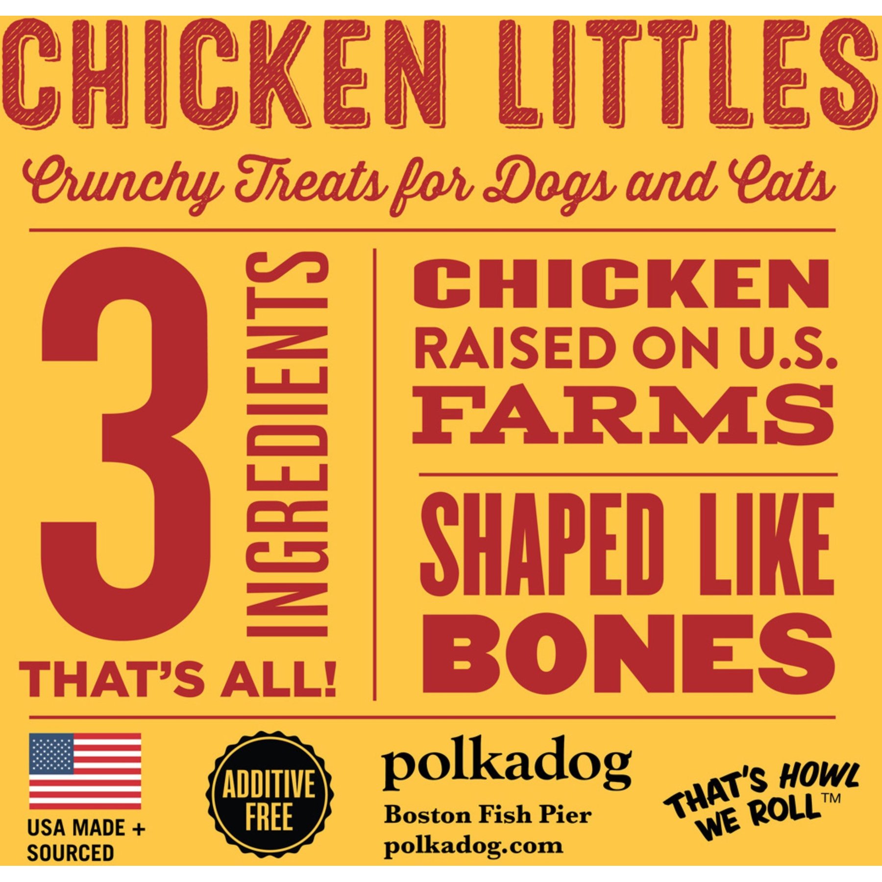 Polkadog Chicken Littles Bone Shaped Dehydrated Dog & Cat Treats, 7-oz bag
