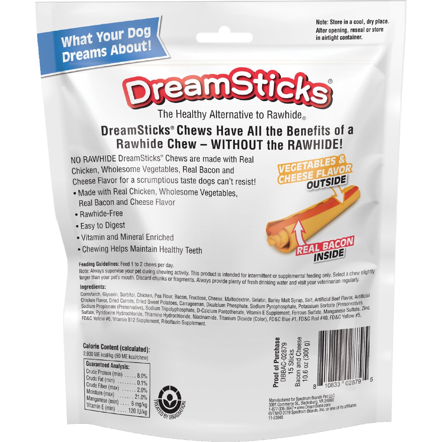 DreamBone DreamSticks Bacon & Cheese Chews Dog Treats, 15 count
