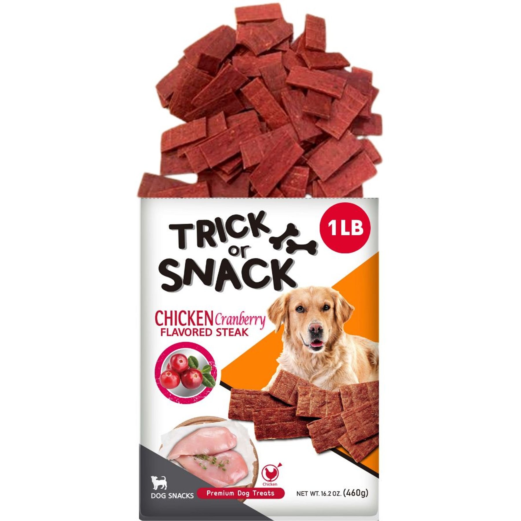 Trick or Snack Chicken & Cranberry Flavored Steak Dog Treats, 1-lb bag