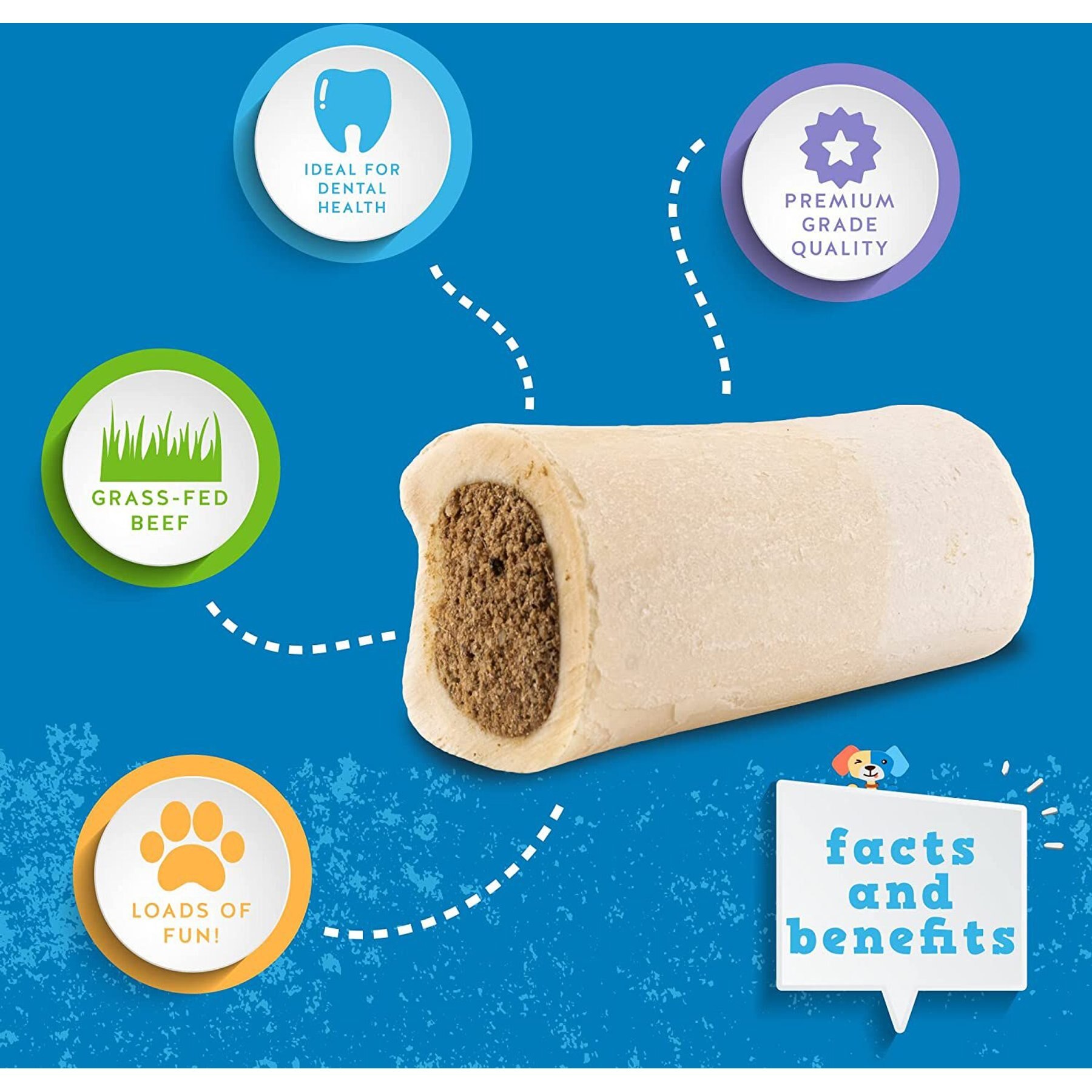 Jack & Pup Small Stuffed 3-4-in Bone Filled with Peanut Butter Flavor Dog Treats, 2 count