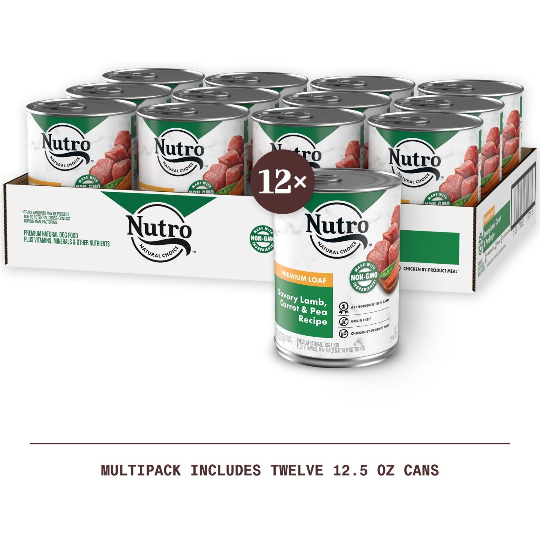 Nutro Premium Loaf Savory Lamb, Carrot & Pea Recipe Grain-Free Adult Canned Wet Dog Food