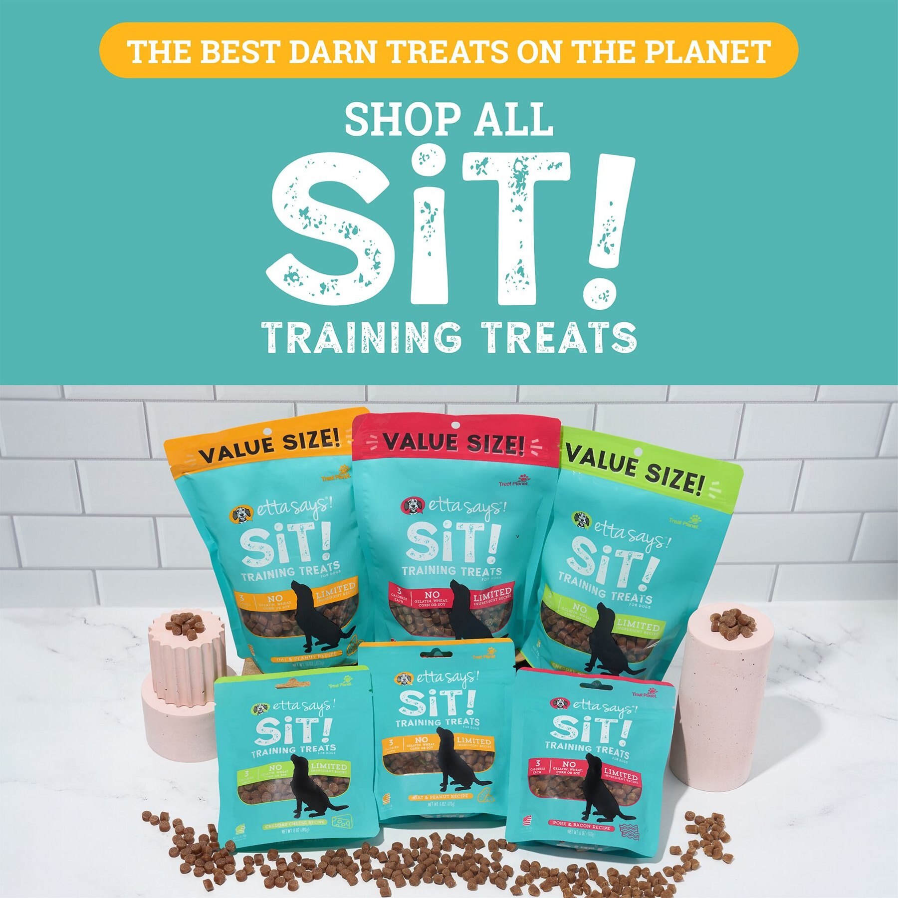 Etta Says! Sit! Training Treats Peanut Butter Recipe Dog Treats, 6-oz bag