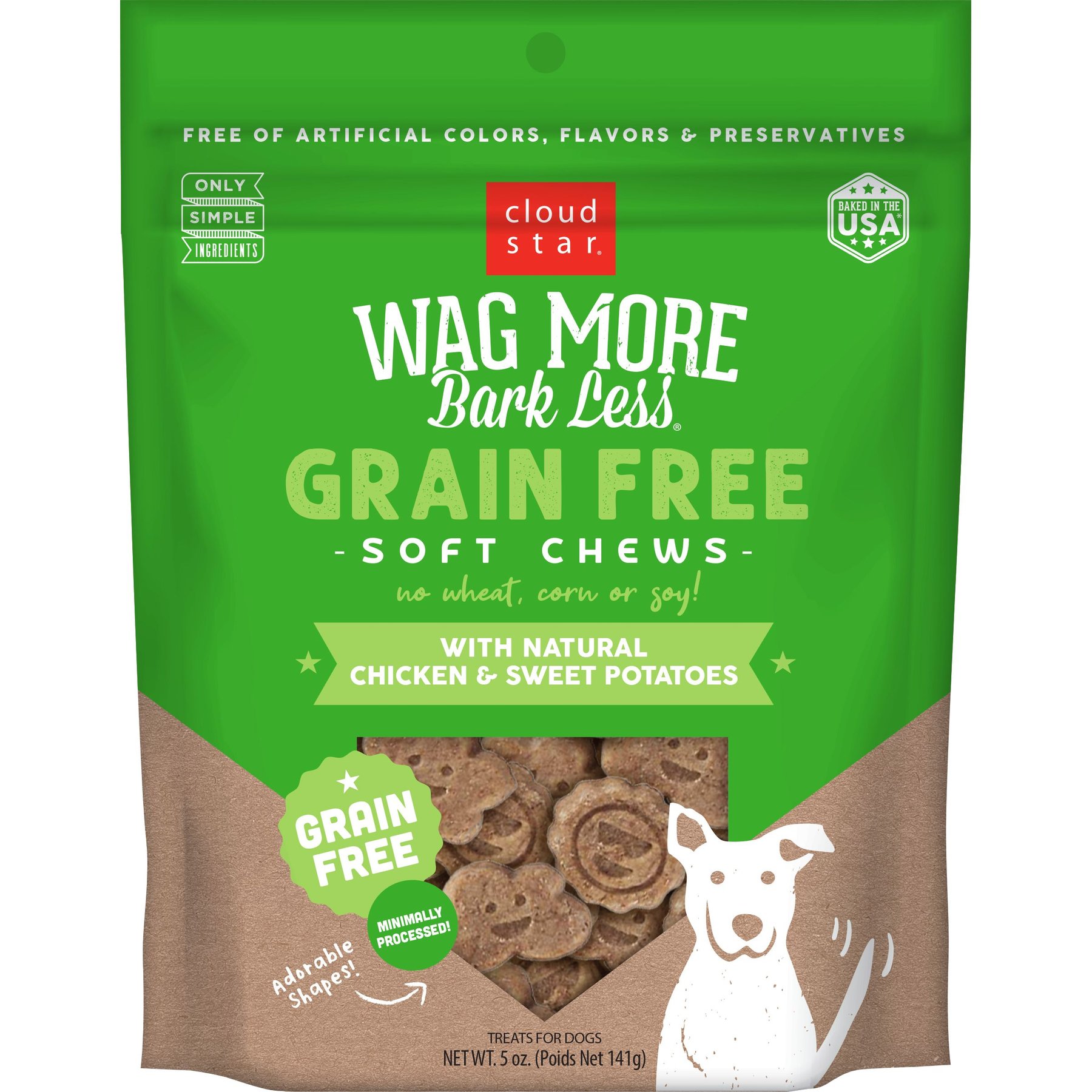 Cloud Star Wag More Bark Less Soft Chews with Chicken & Sweet Potato Grain-Free Dog Treats