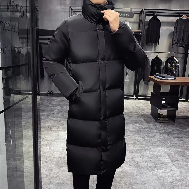 Men Parka Long Coat 2024 Winter Warm Thickening Solid Casual Down Jacket Fashion Stand Collar Puffer Jacket Men Clothing 241121