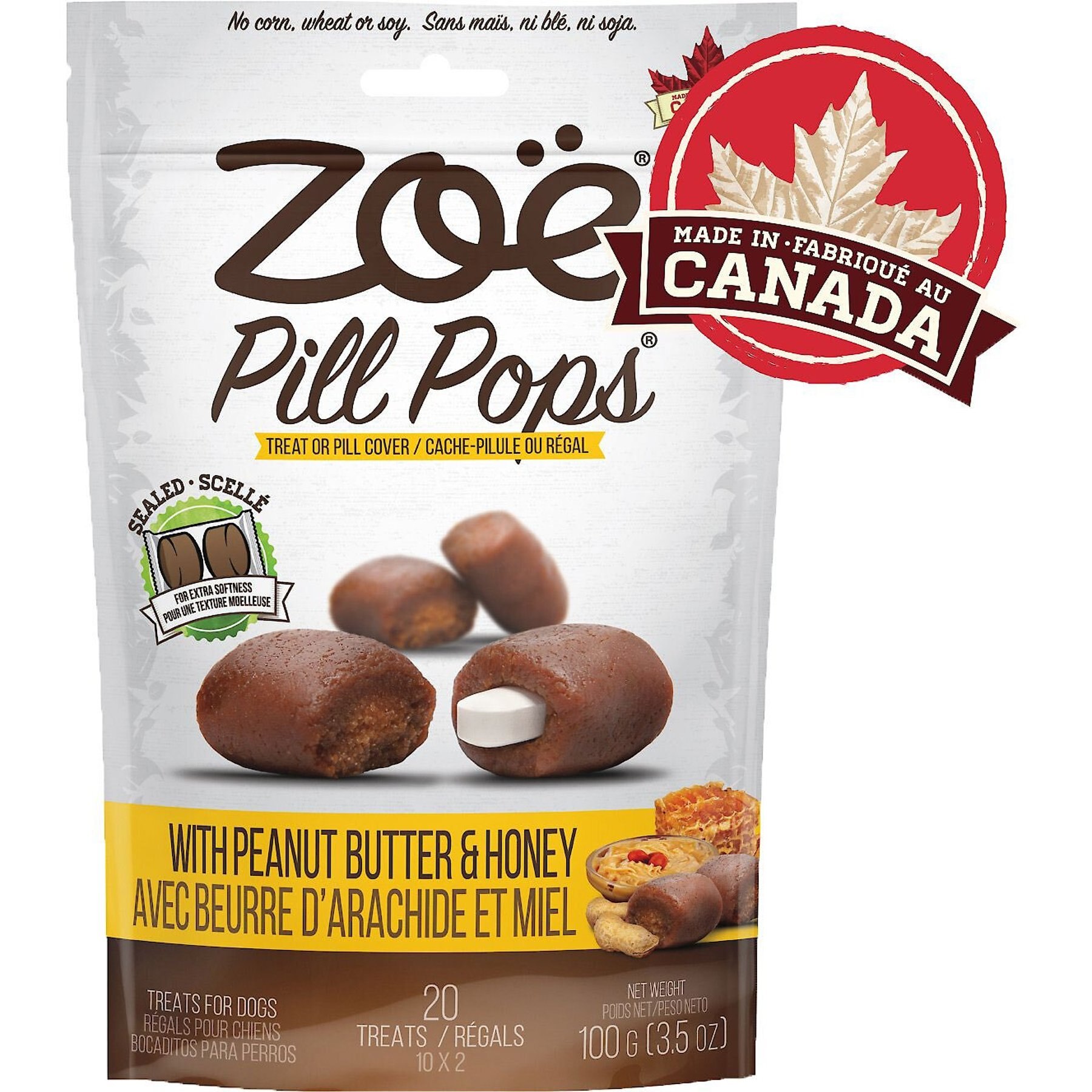 Zoe Pill Pops Peanut Butter with Honey Dog Treats