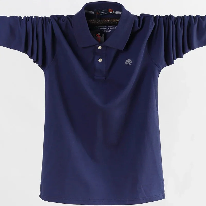 Autumn Men Polo Shirt Mens Business Work Cotton Male Top Tees Long Sleeve Turndown Collar Shirts Large Size 6XL 241120