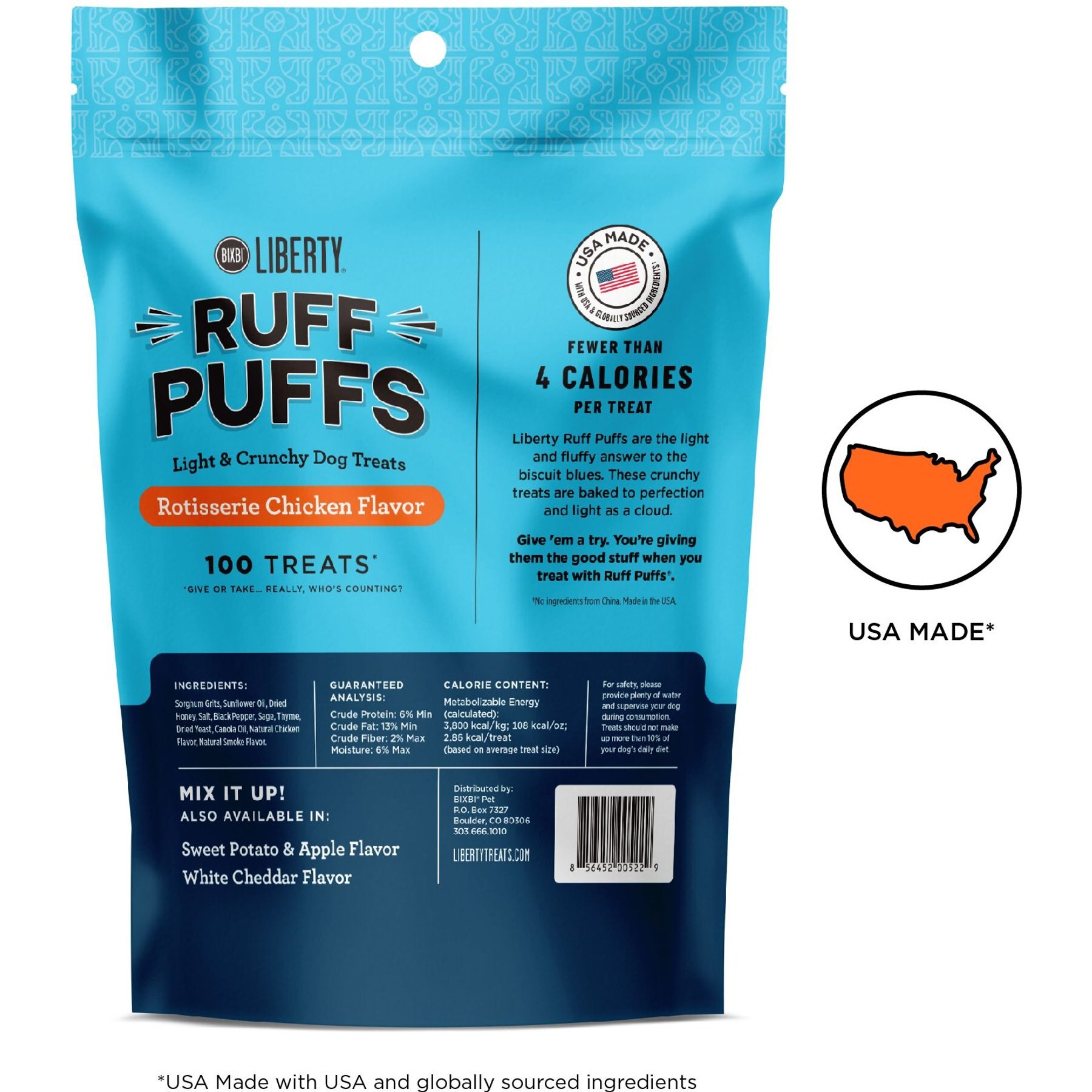 BIXBI Liberty Ruff Puffs Rotisserie Chicken Flavor Dog Treats