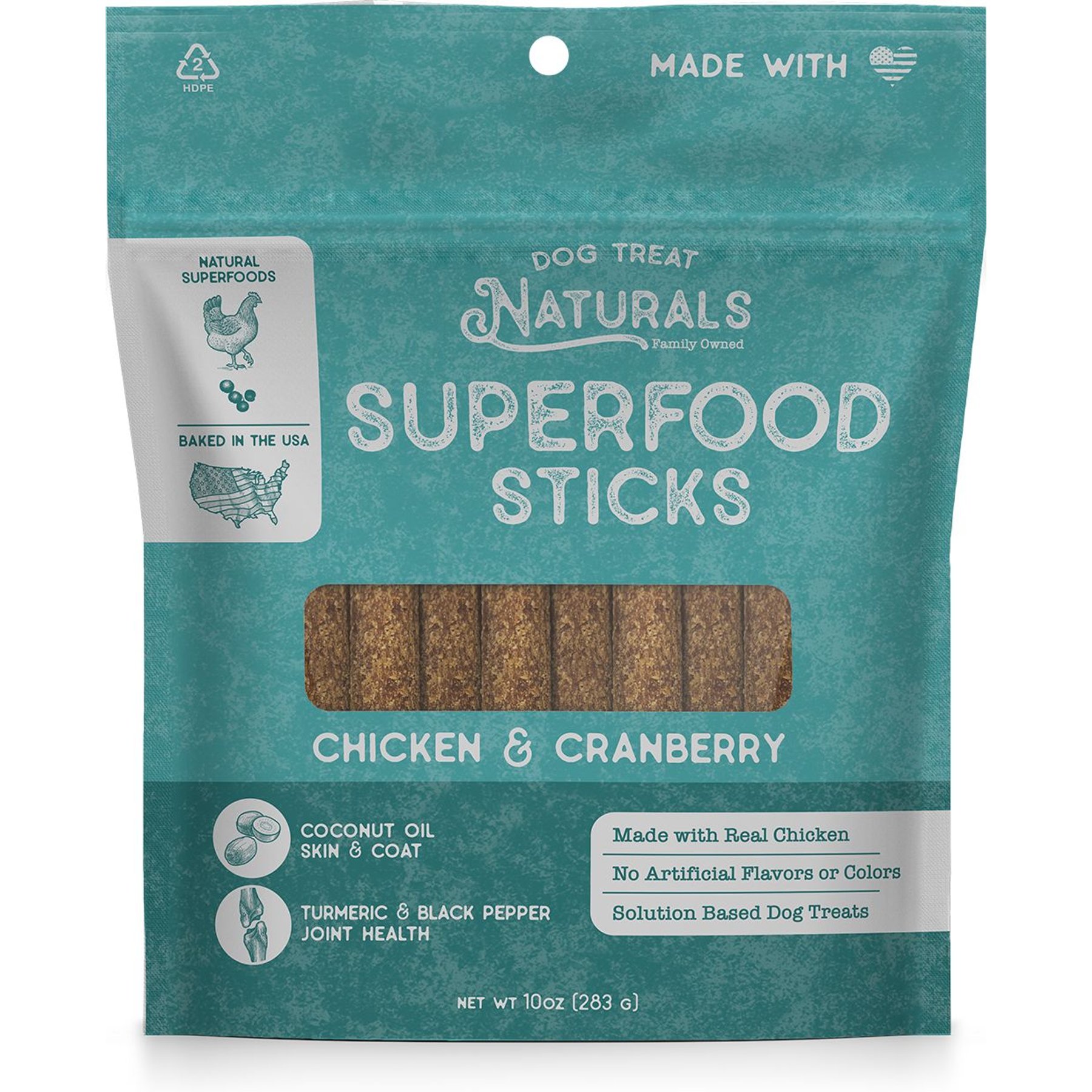Dog Treat Naturals Chicken & Cranberry Superfood Fresh All Stages Natural Chews Sticks Dog Treats, 10-oz bag