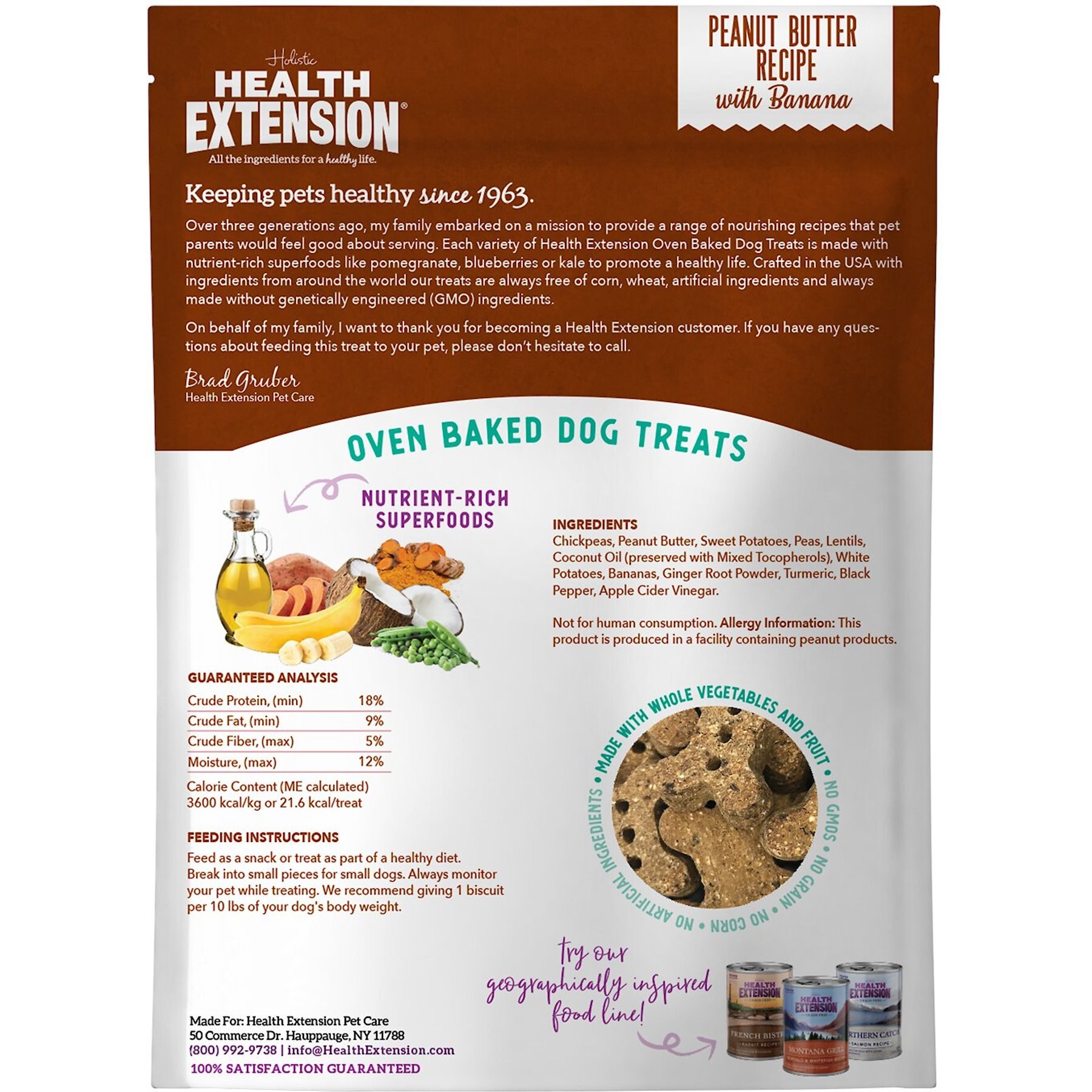 Health Extension Grain-Free OvenBaked Peanut Butter Recipe with Banana Dog Treats