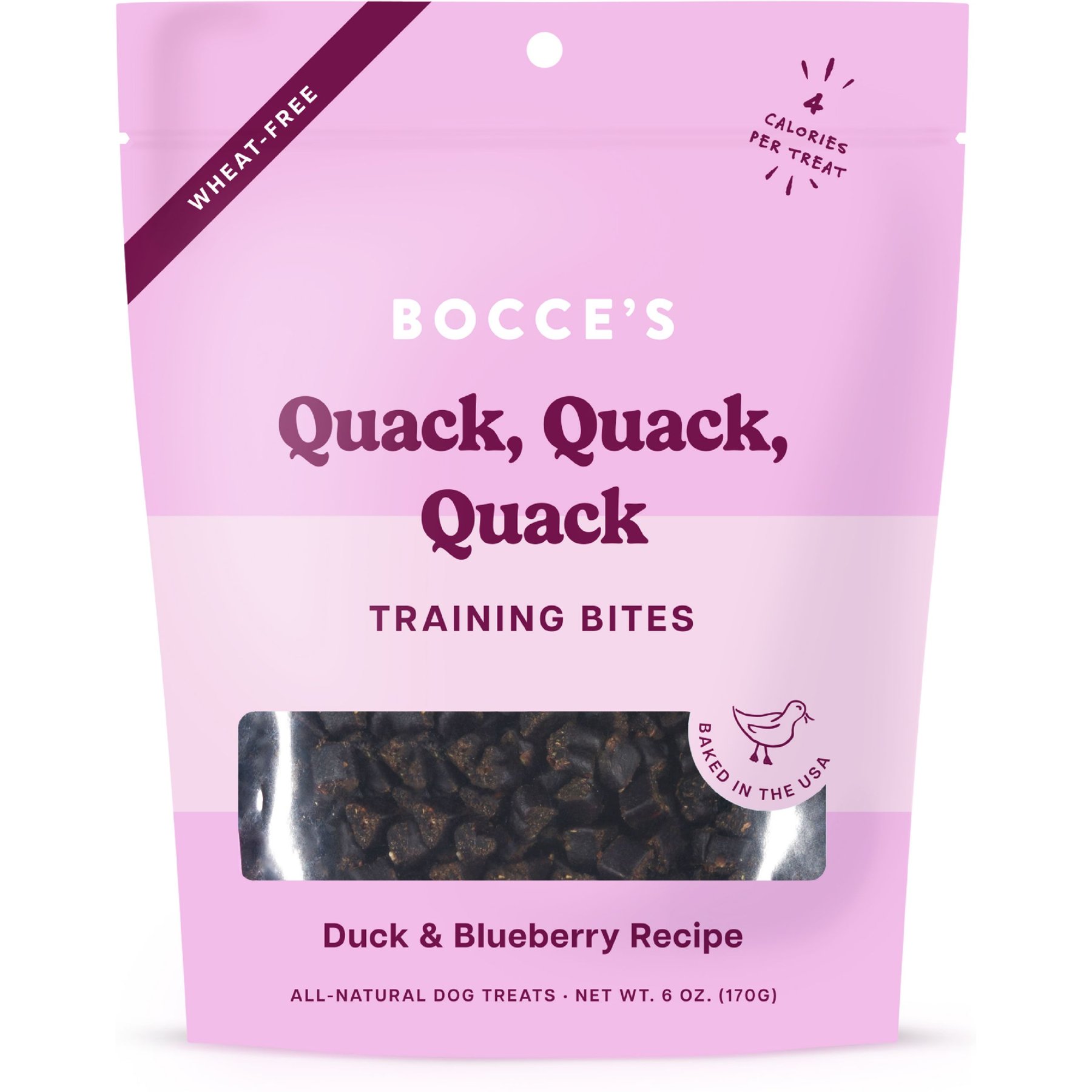 Bocce's Bakery Quack Quack Quack Duck & Blueberry Recipe Training Bites Dog Treats