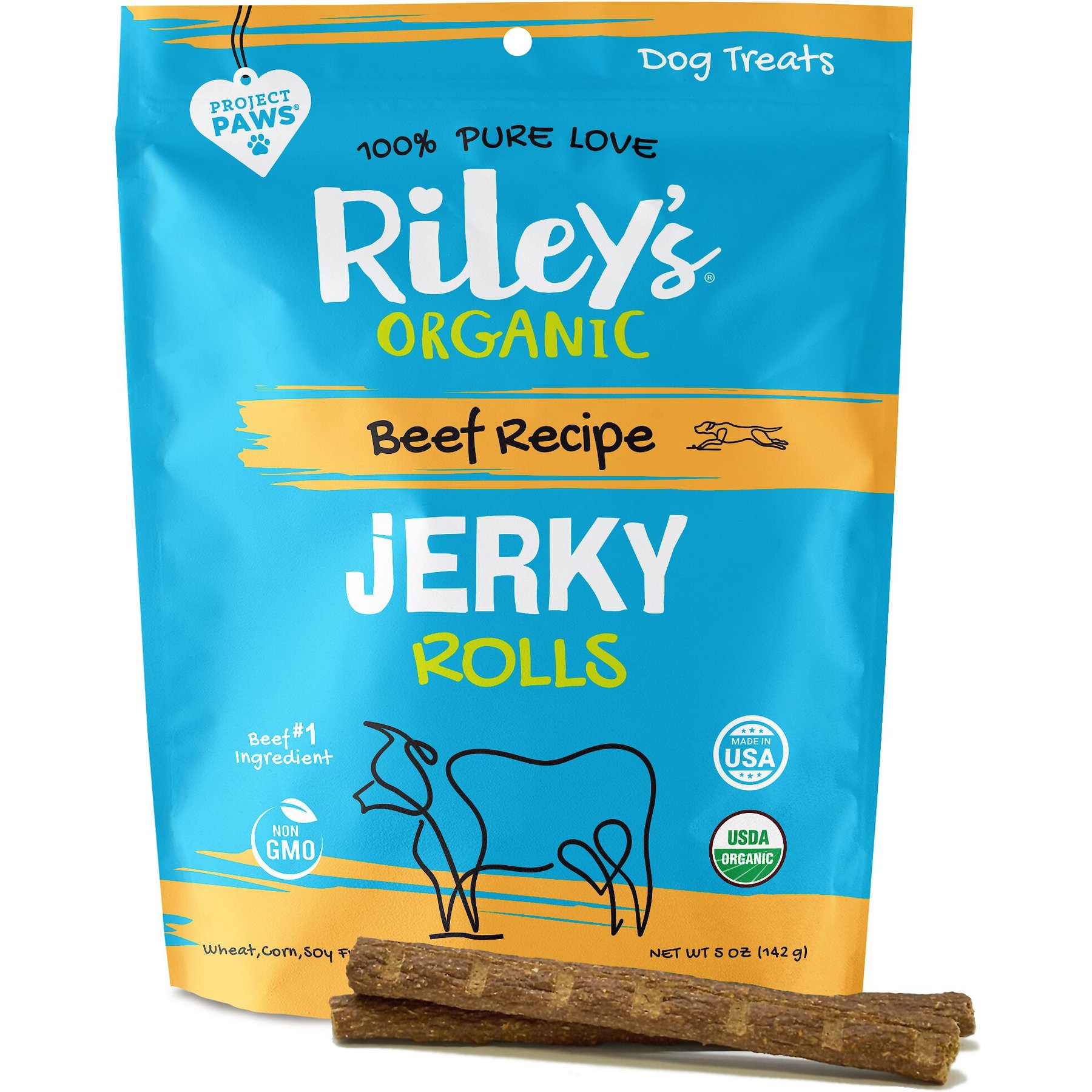 Riley's Jerky Rolls Beef Recipe Dog Treats, 5-oz pouch