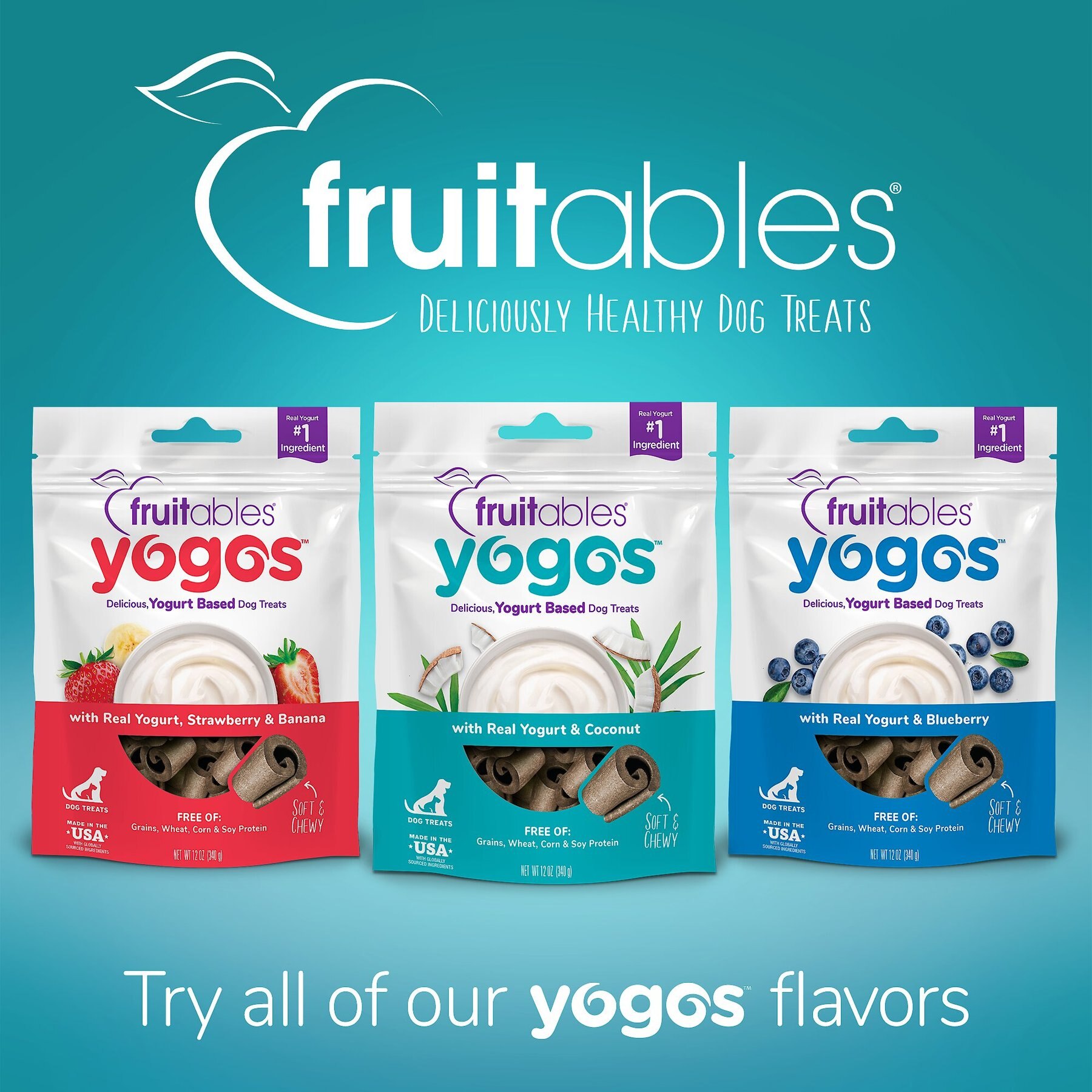 Fruitables Yogos Coconut Flavor Grain-Free Dog Treats, 12-oz pouch
