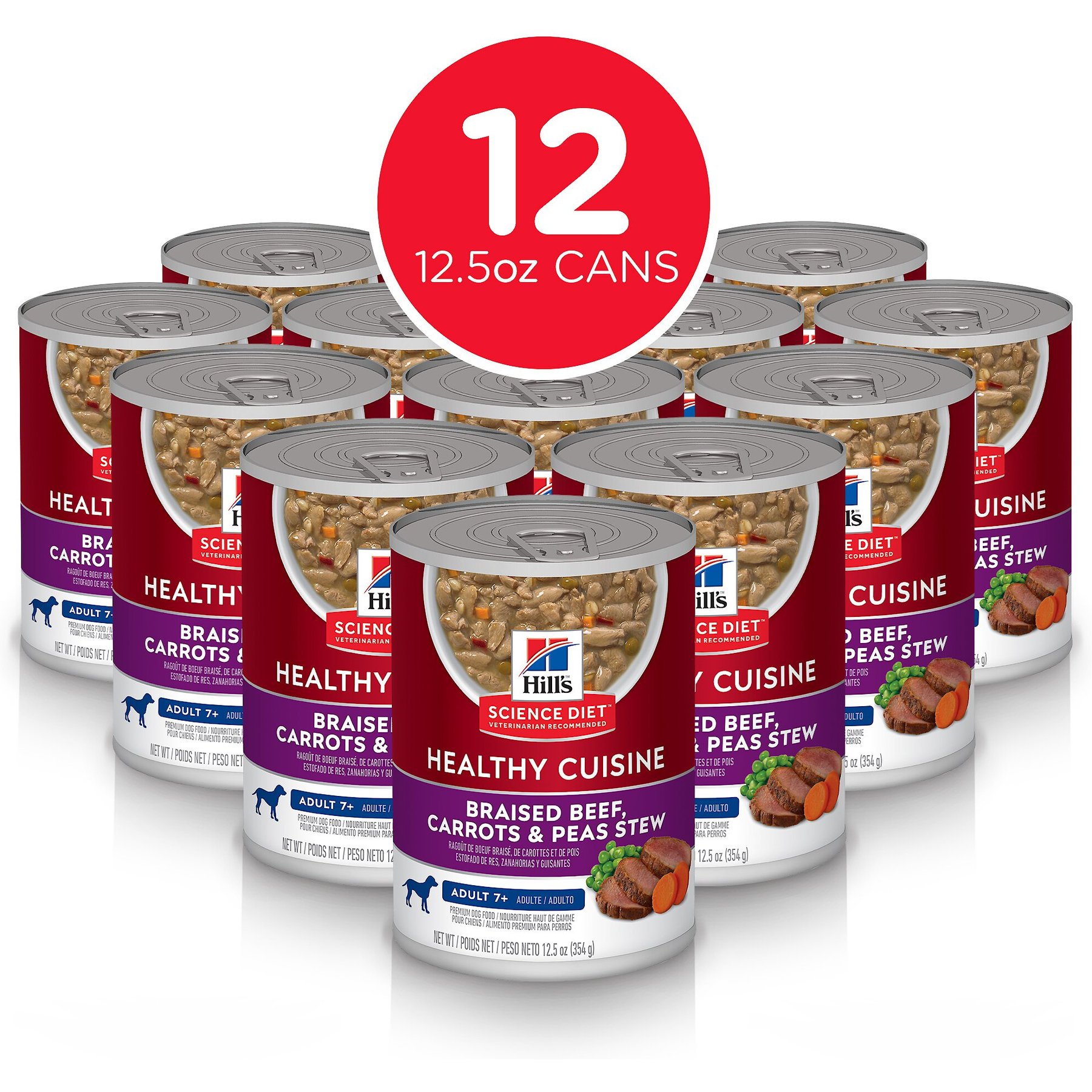 Hill's Science Diet Senior Adult 7+ Healthy Cuisine Braised Beef, Carrots & Peas Stew Canned Dog Food