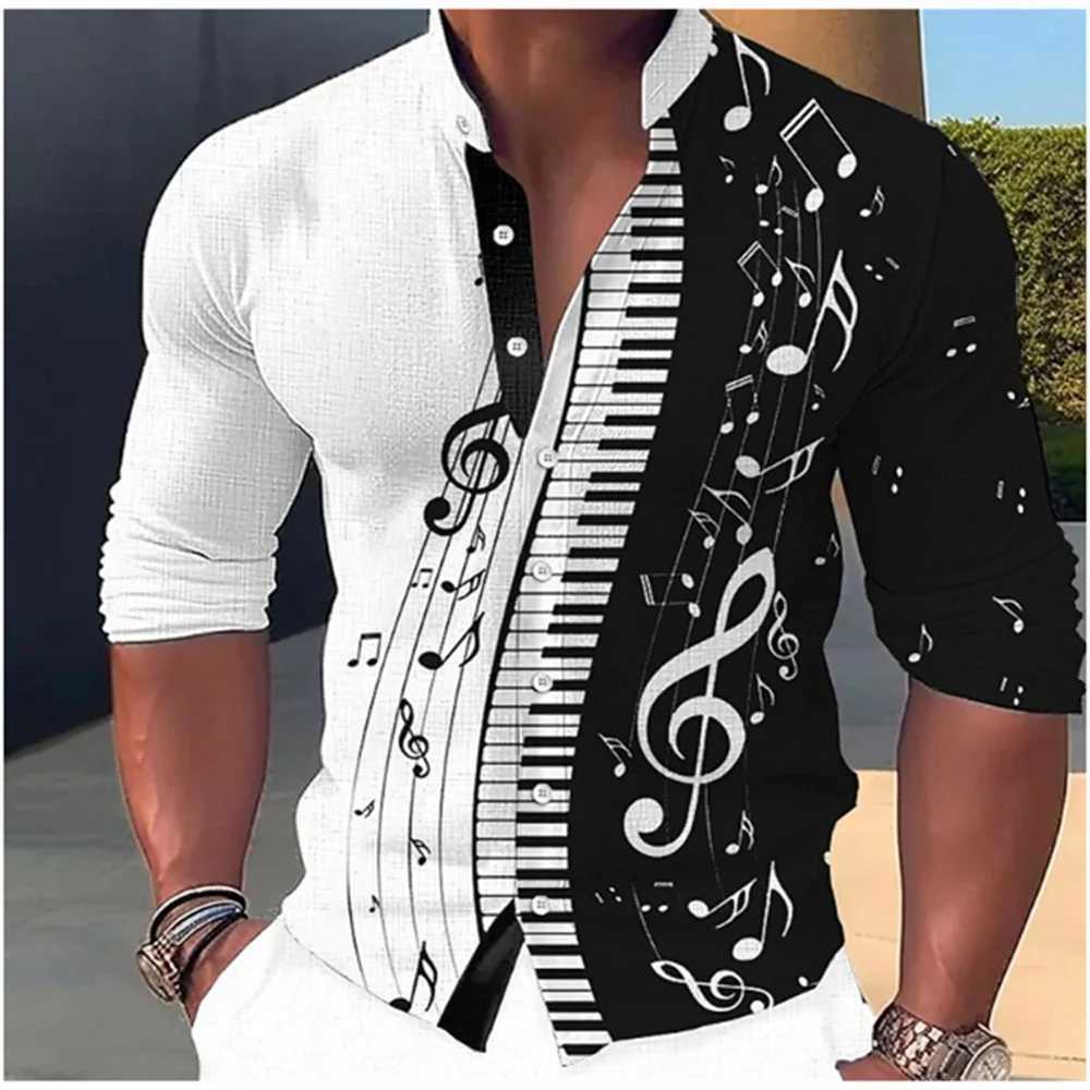 New Fashion Standing Collar Mens Creative Print Long Sleeve Shirt Outdoor Party High Quality Soft and Comfortable Fabric S-6XLXJ250121