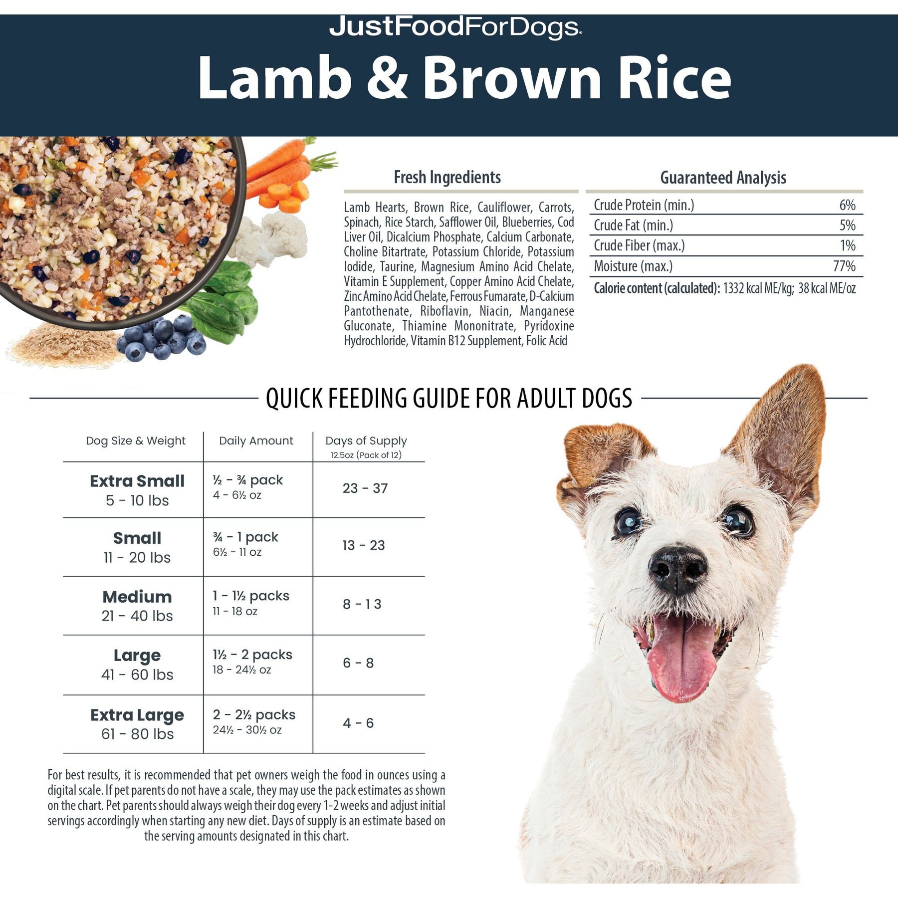 JustFoodForDogs Pantry Fresh Lamb & Brown Rice Fresh Dog Food