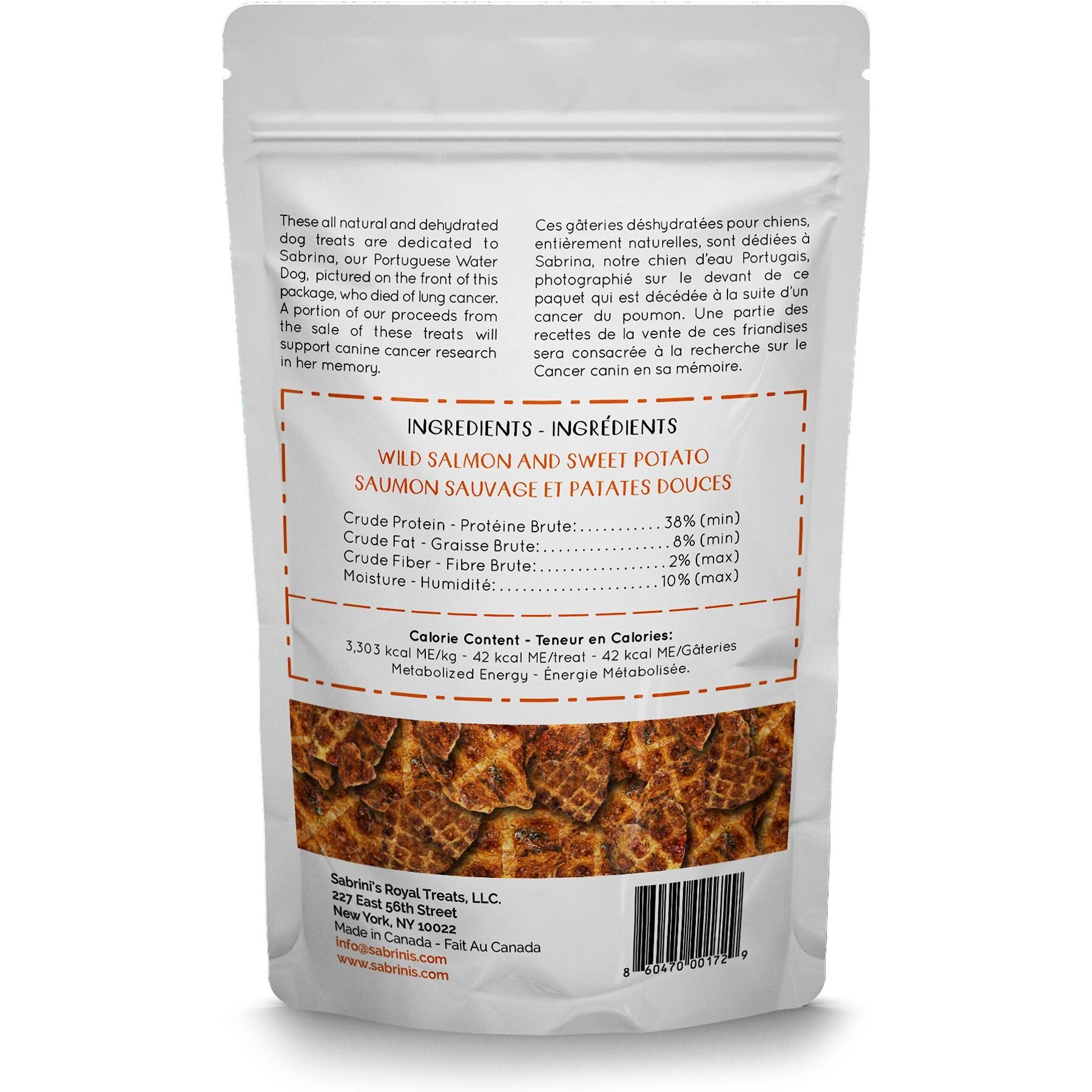 Sabrini's Royal Treats Wild Salmon & Sweet Potato Dog Treats, 3-oz pouch