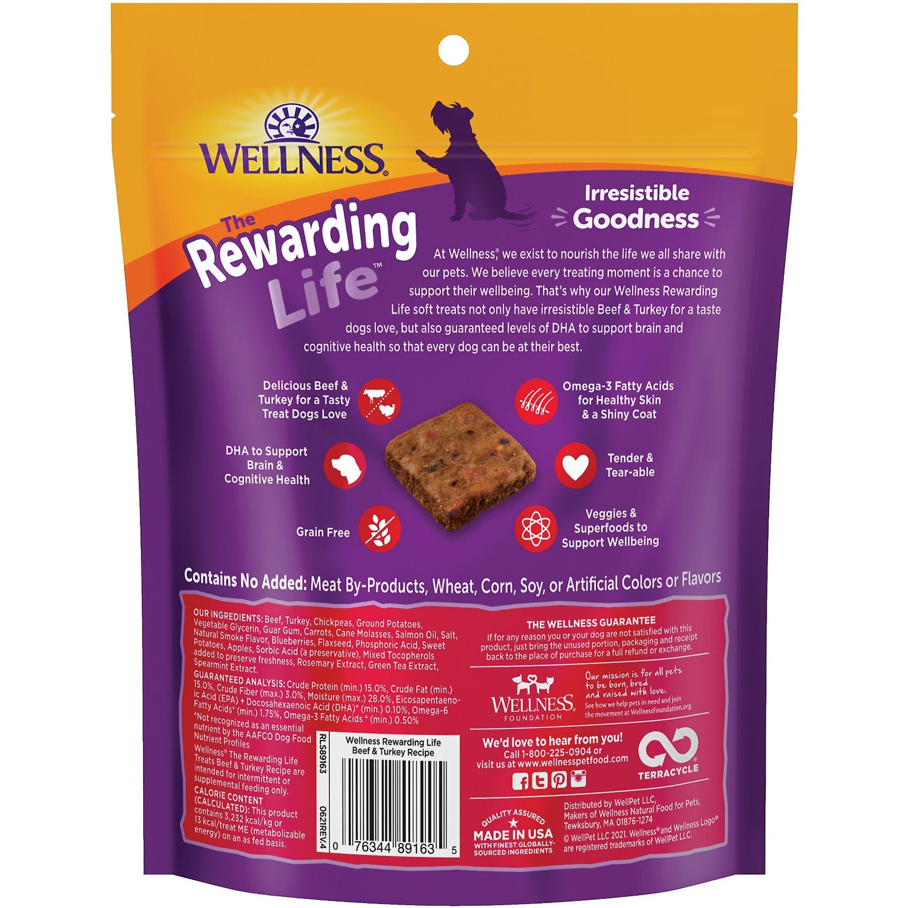 Wellness Rewarding Life Beef & Turkey Grain-Free Soft & Chewy Natural Dog Treats