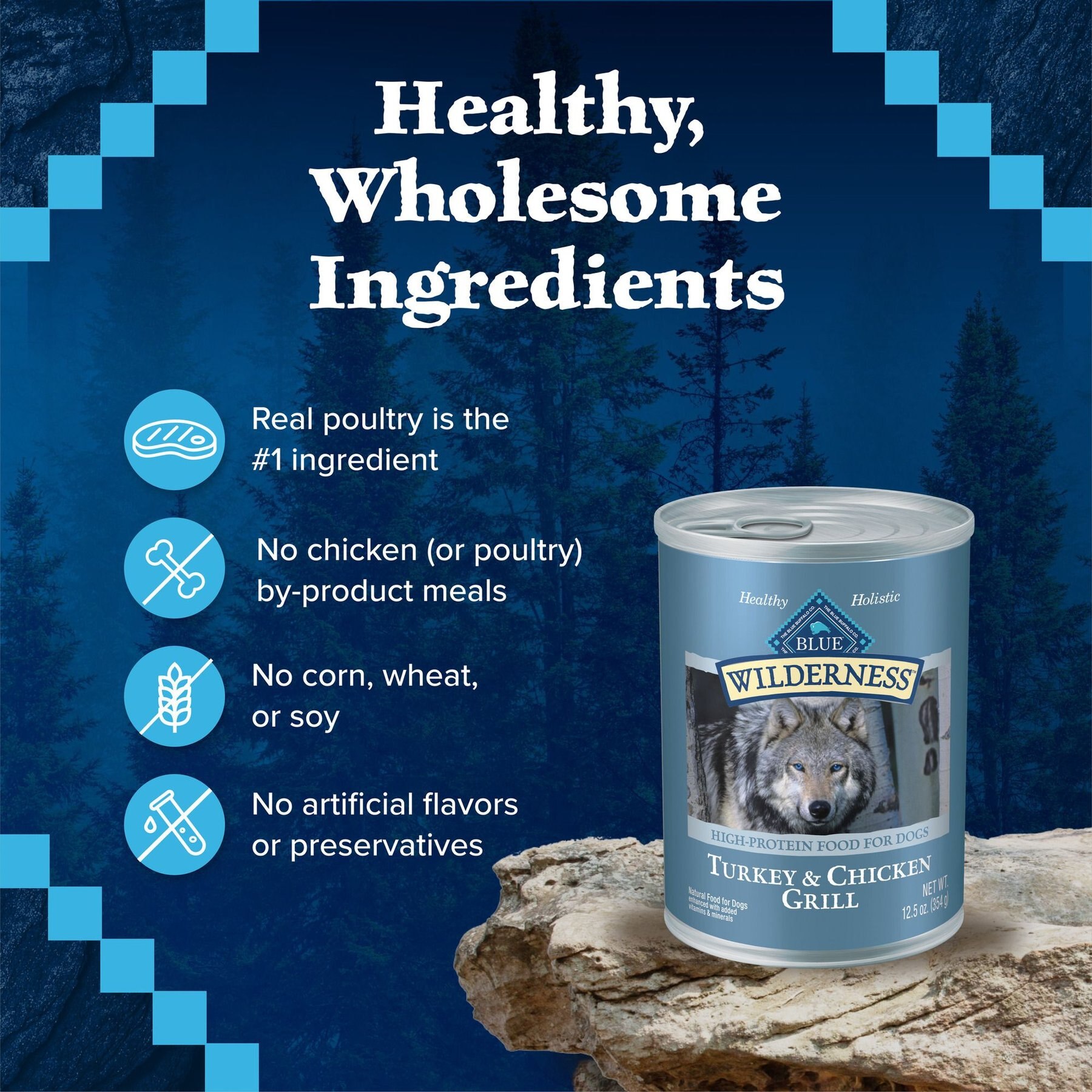 Blue Buffalo Wilderness Turkey & Chicken Grill Grain-Free Canned Dog Food