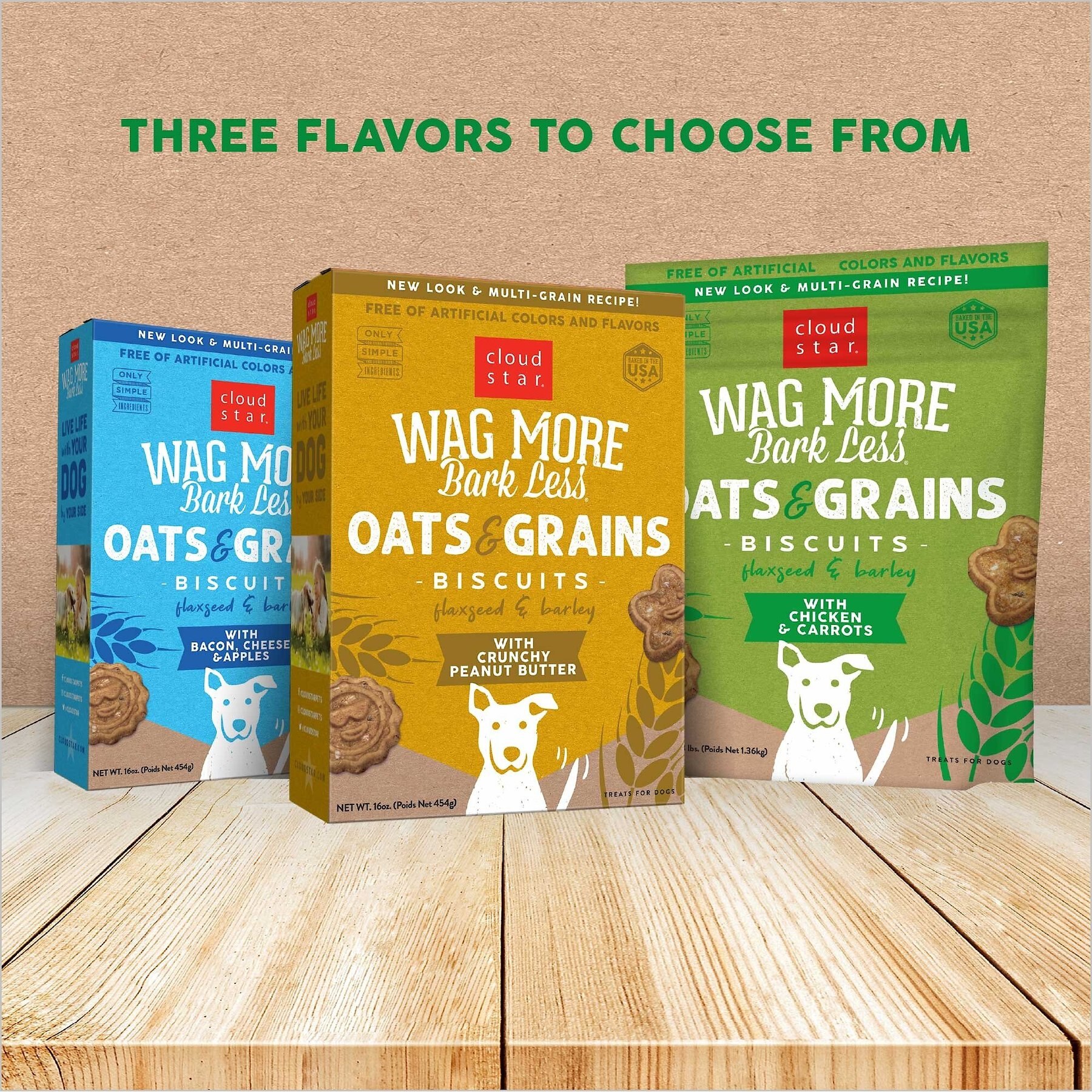 Cloud Star Wag More Bark Less Oats & Grains Biscuits with Chicken & Carrots Dog Treats