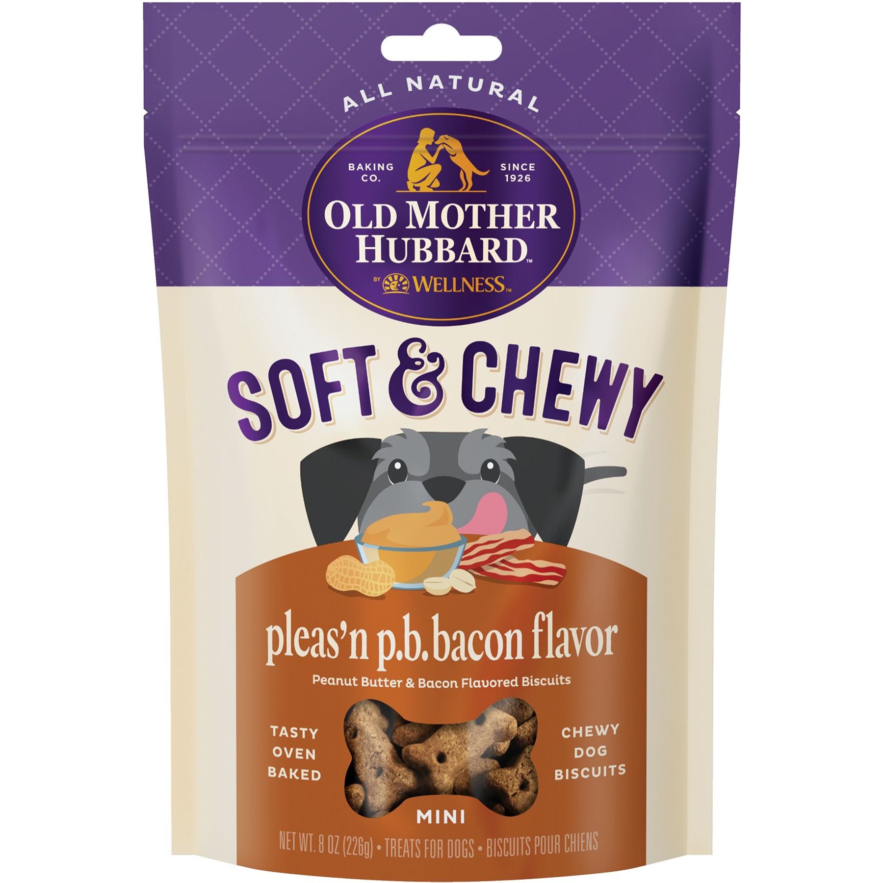 Old Mother Hubbard by Wellness Soft & Chewy Pleas'n P.B.Bacon Natural Mini Oven-Baked Biscuits Dog Treats