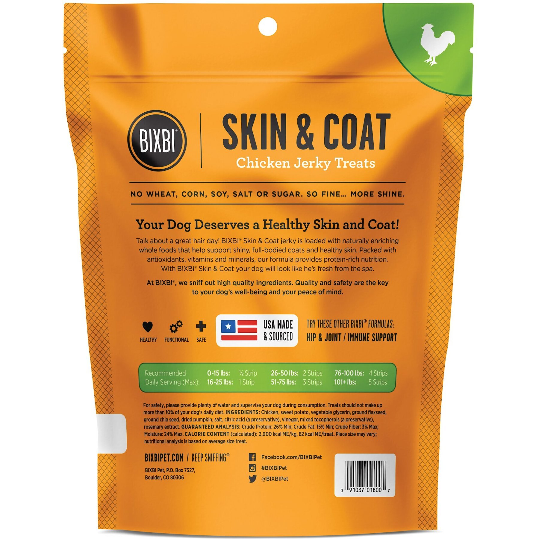 BIXBI Skin & Coat Chicken Jerky Dog Treats