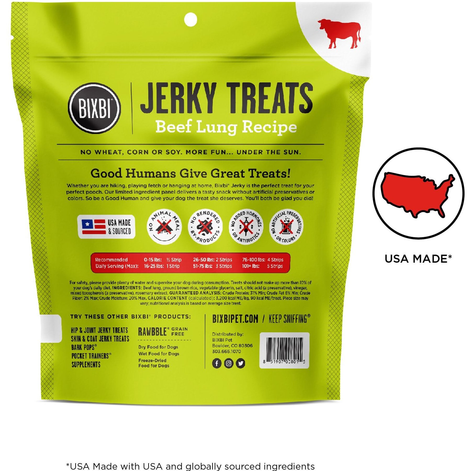 BIXBI Jerky Treats Beef Lung Recipe Dog Treats