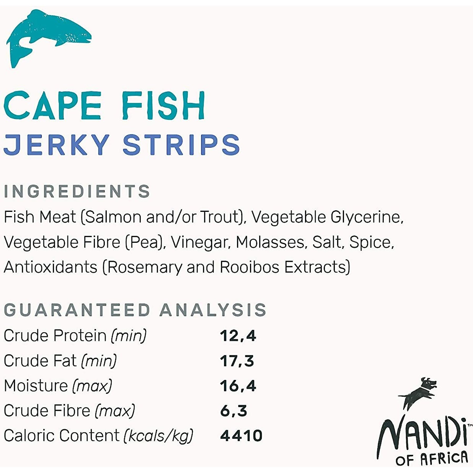 Nandi Cape Fish Jerky Strips Salmon & Trout Dog Treats, 5.3-oz bag