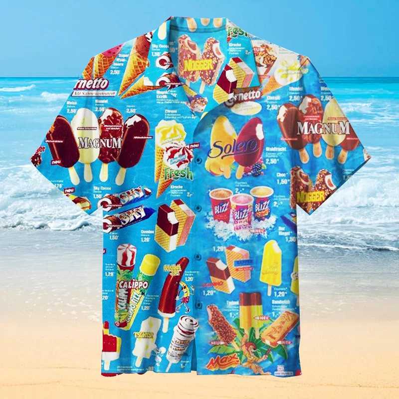 Haiian Shirt For Men Casual Short Sve Ice Pattern Print 3d Summer Oversize Clothing Beach Trip Spanish ShirtsXJ241120