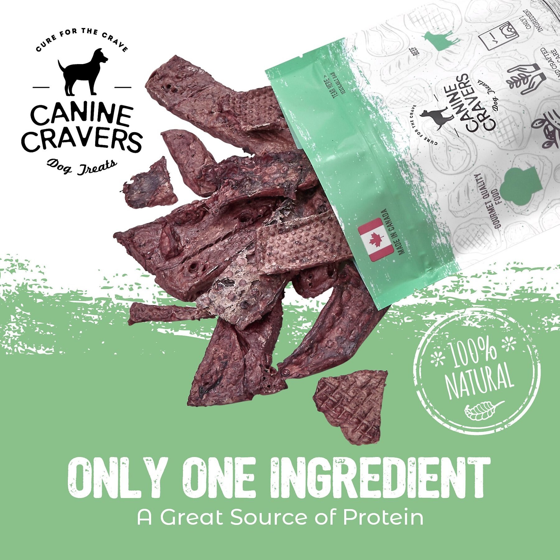Canine Cravers Premium Beef Fillets Dehydrated Dog Treats, 5.3-oz pouch