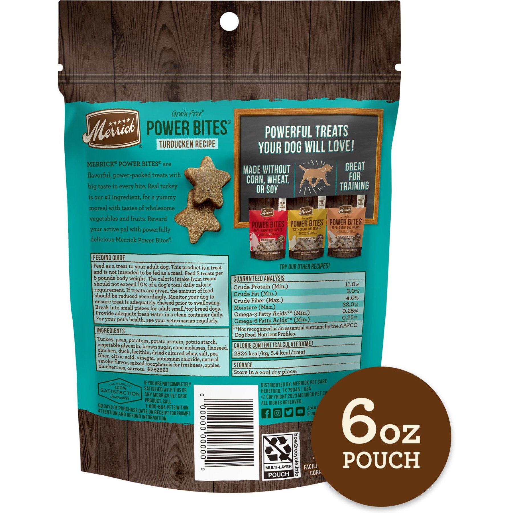 Merrick Power Bites Turducken Recipe Grain-Free Soft & Chewy Dog Treats