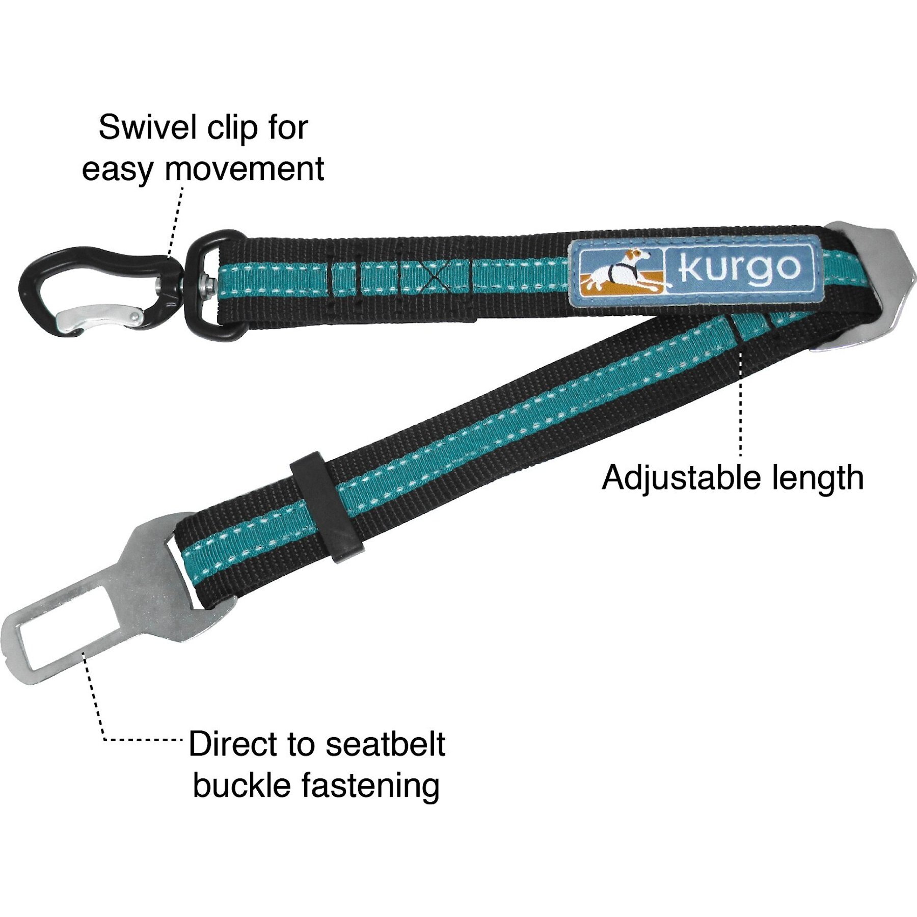 Kurgo Direct to Seatbelt Swivel Dog Collar Tether