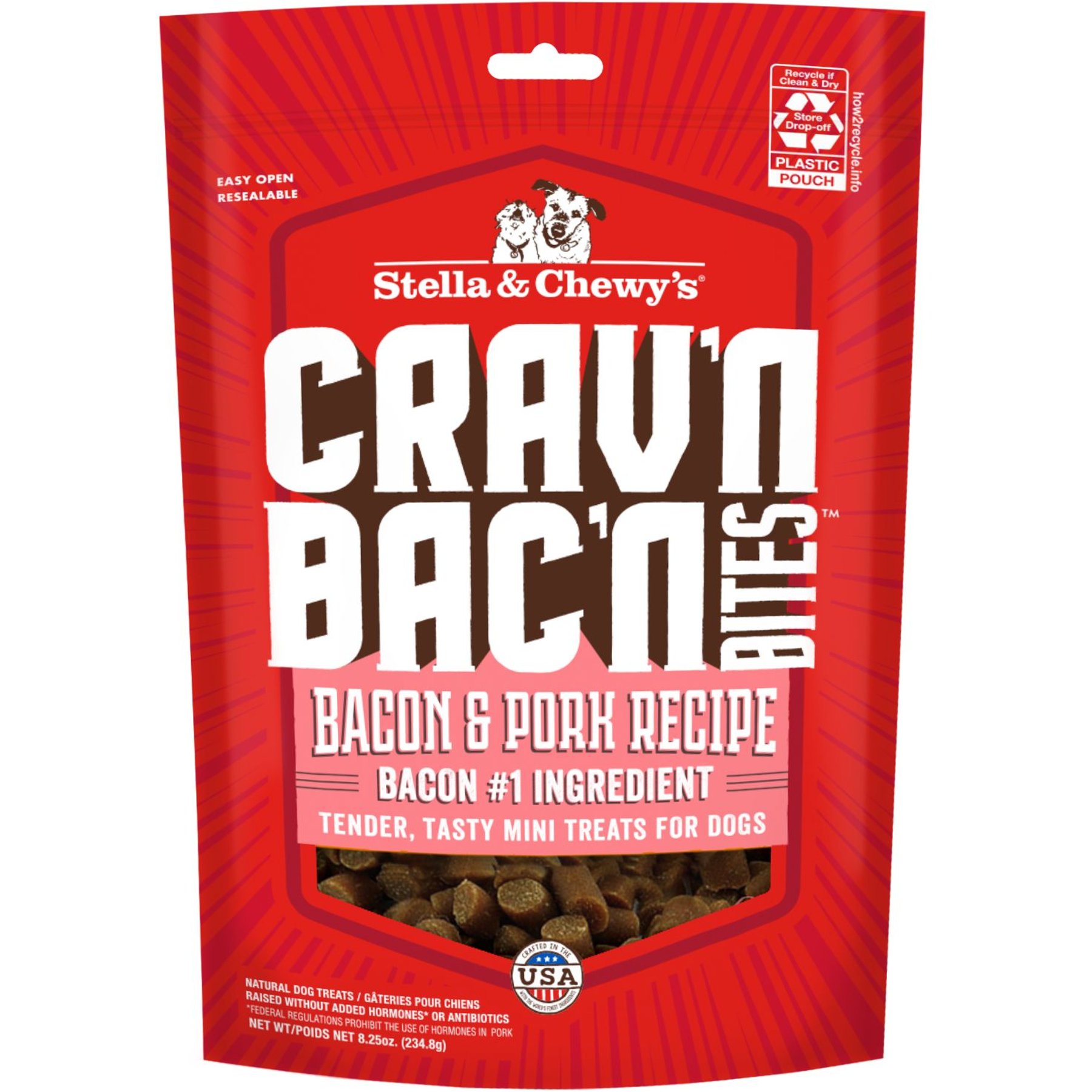 Stella & Chewy's Crav'n Bac'n Bites Bacon & Pork Recipe Dog Treats, 8.25-oz bag