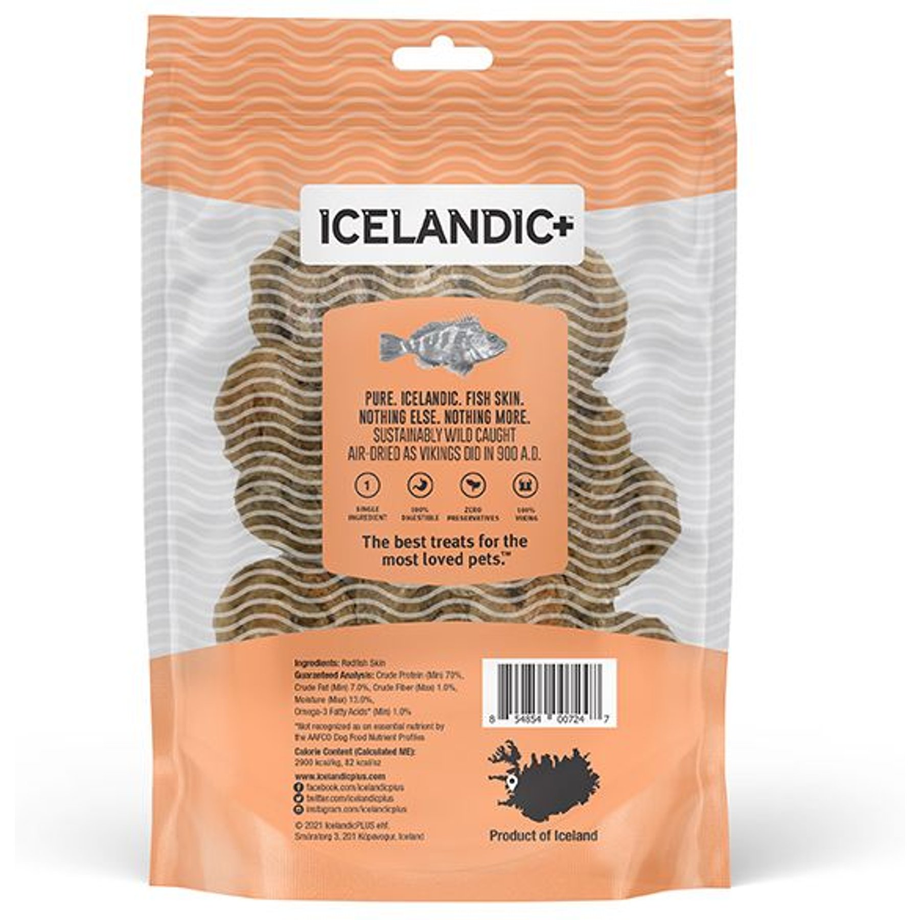 Icelandic+ Redfish Skin Rolls Fish Dog Treat, 3.0-oz bag