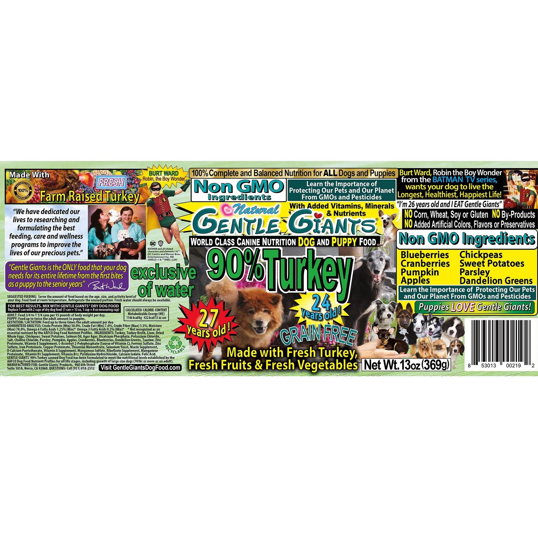 Gentle Giants Non-GMO Puppy Grain-Free Turkey Wet Dog Food