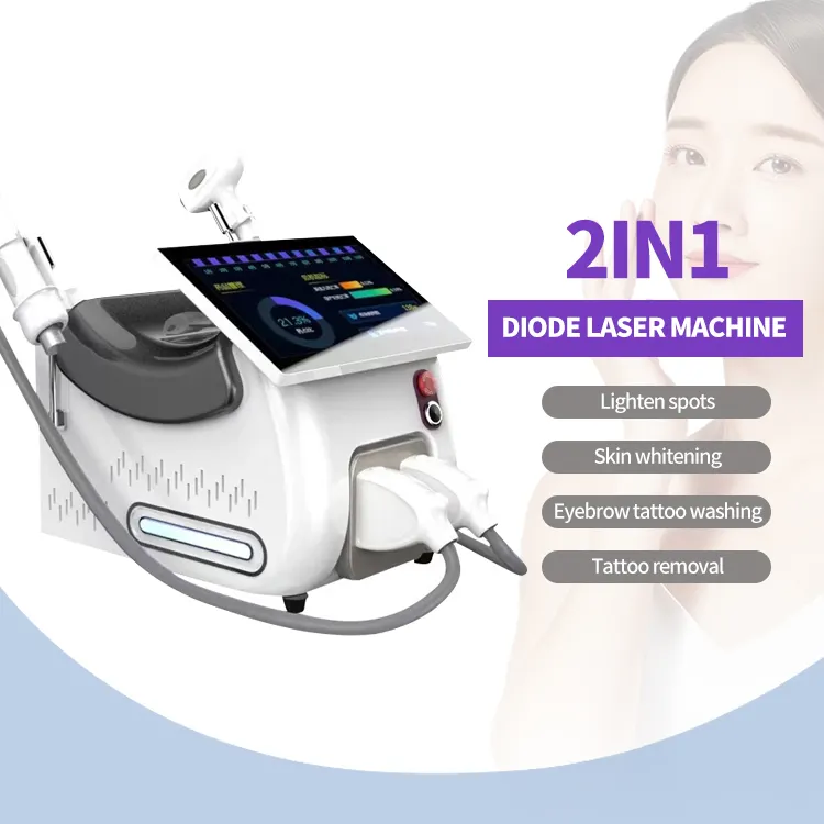 2 In 1 yag laser tattoo removal picosecond 3 wavelength 808nm 1064nm 755nm diode laser permanent hair removal device