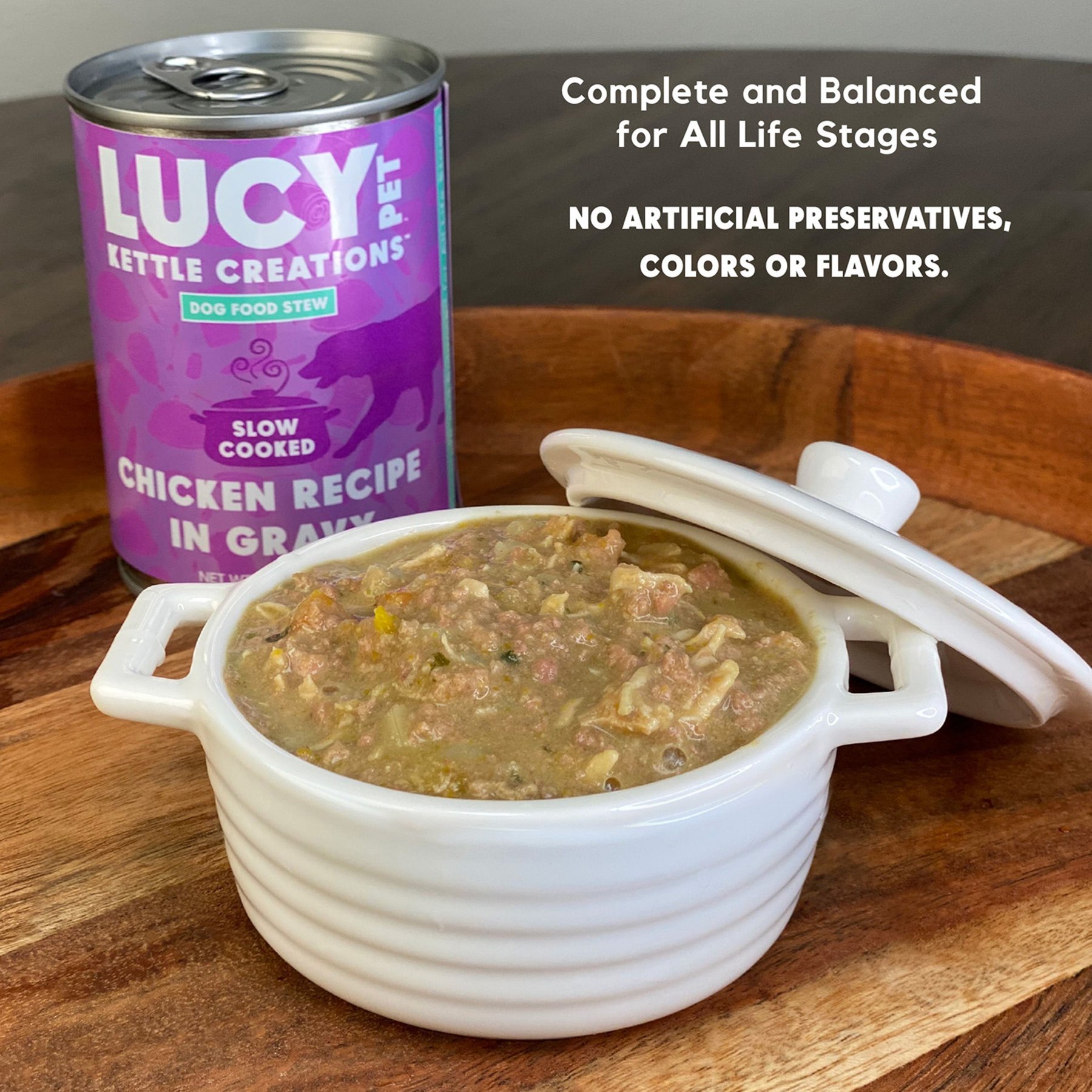 Lucy Pet Products Kettle Creations Chicken Recipe in Gravy Wet Dog Food, 12.5-oz can, case of 12