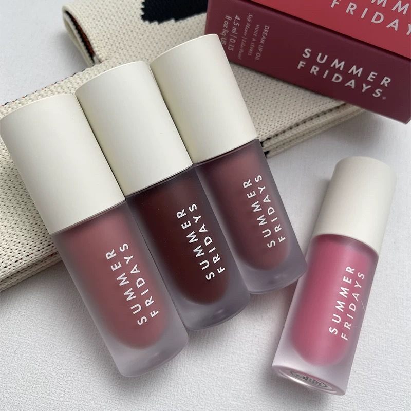 New Summer Fridays Dream Lip Oil Lipgloss Liquid Lipstick 4.5g Moisturize Smooth Makeup Lips Glaze Butter LipBalm Blush Dreams Pink Cloud 4colors LipC
