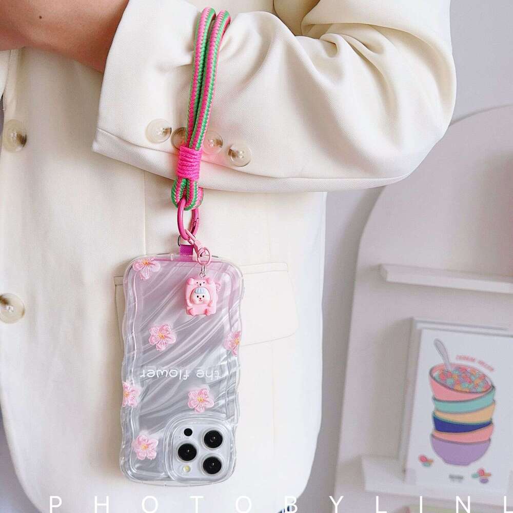 Suitable for the new creative cartoon phone case universal and versatile thick short rope, hand-held chain, doll card anti lost rope
