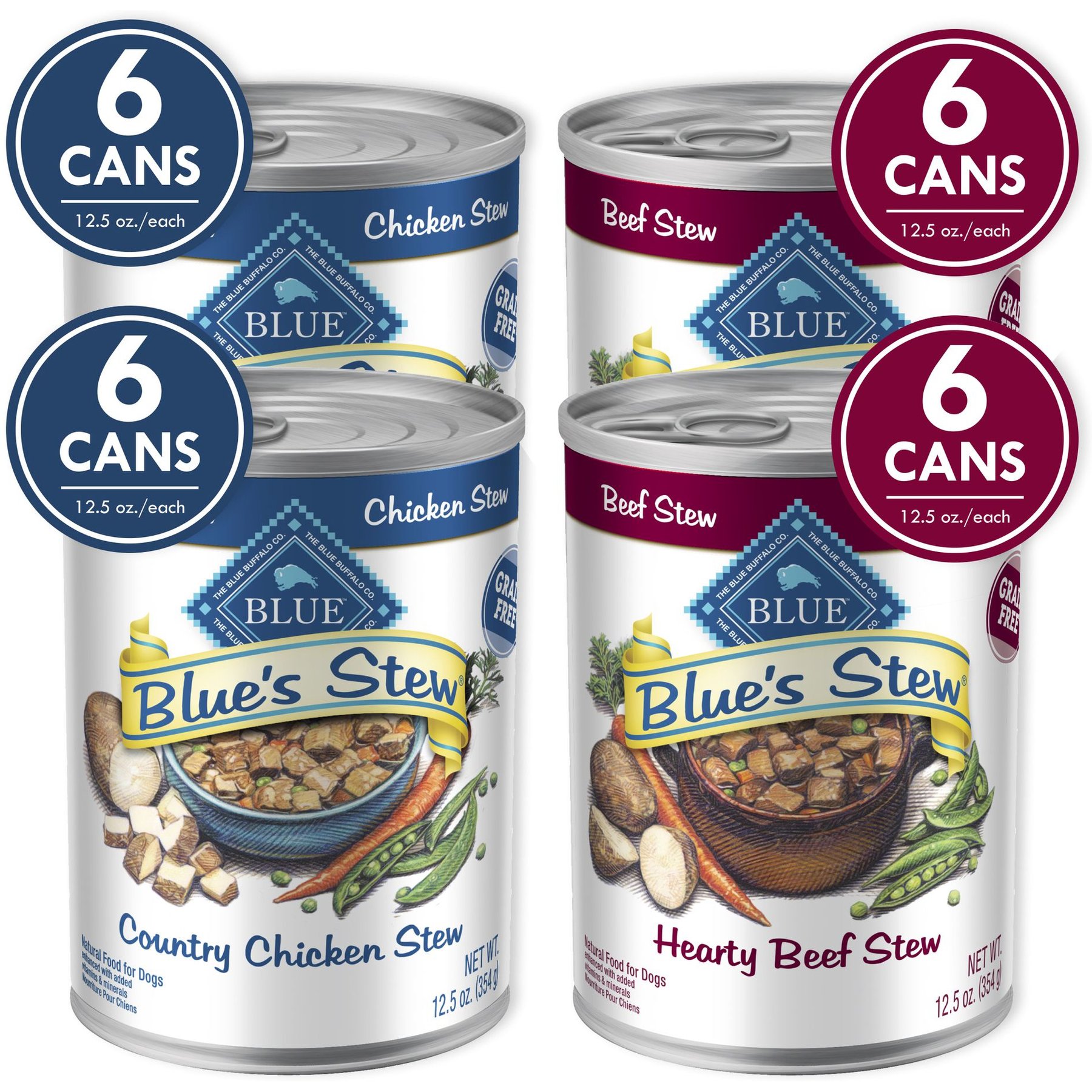 Blue Buffalo Blue's Stews Grain-Free Chicken & Beef Variety Pack Adult Wet Dog Food