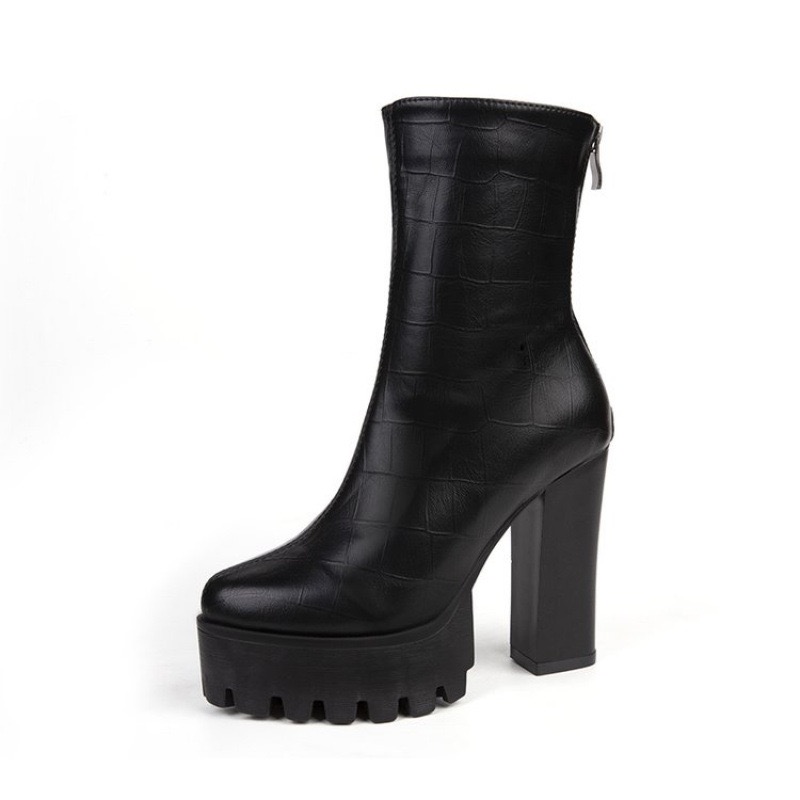 designer checkered brand leather ankle boots high heels winter botas shoes ladies short design booties for women 195f