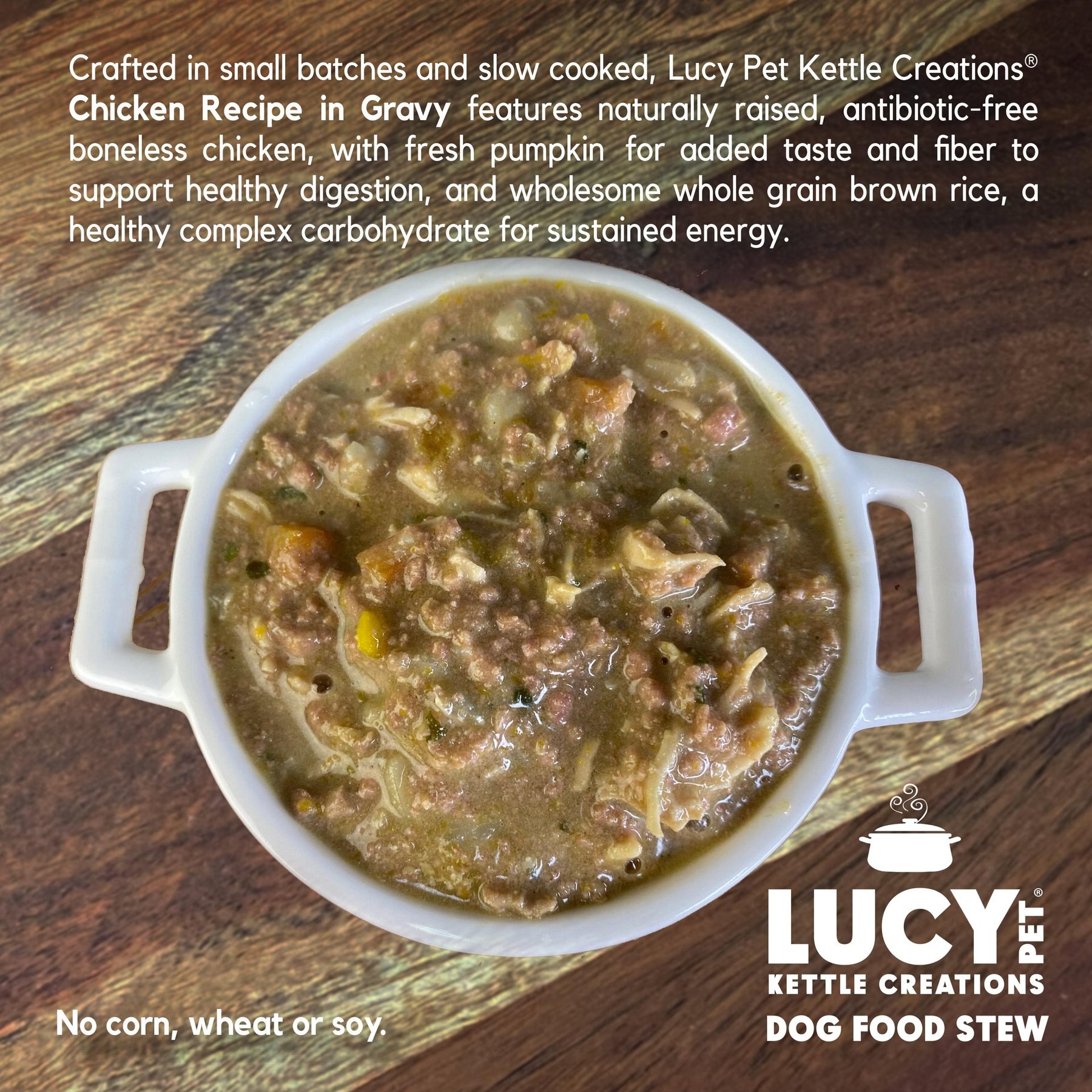 Lucy Pet Products Kettle Creations Chicken Recipe in Gravy Wet Dog Food, 12.5-oz can, case of 12