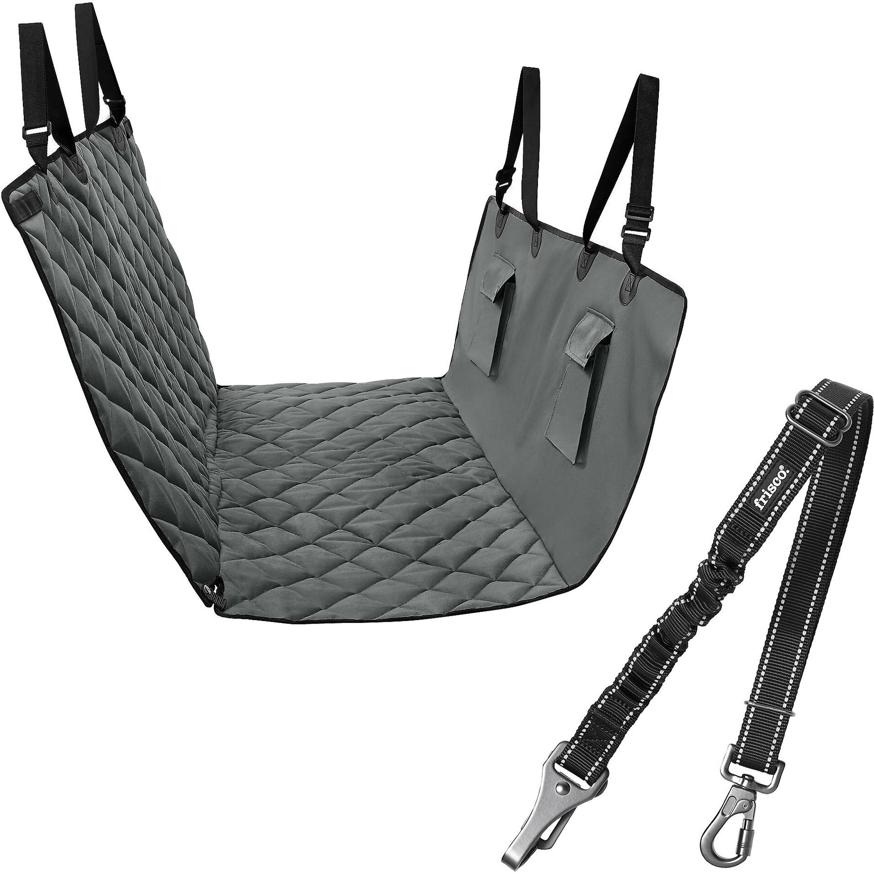 Frisco Adjustable Dog Seatbelt Tether & Frisco Quilted Water Resistant Hammock Car Seat Cover