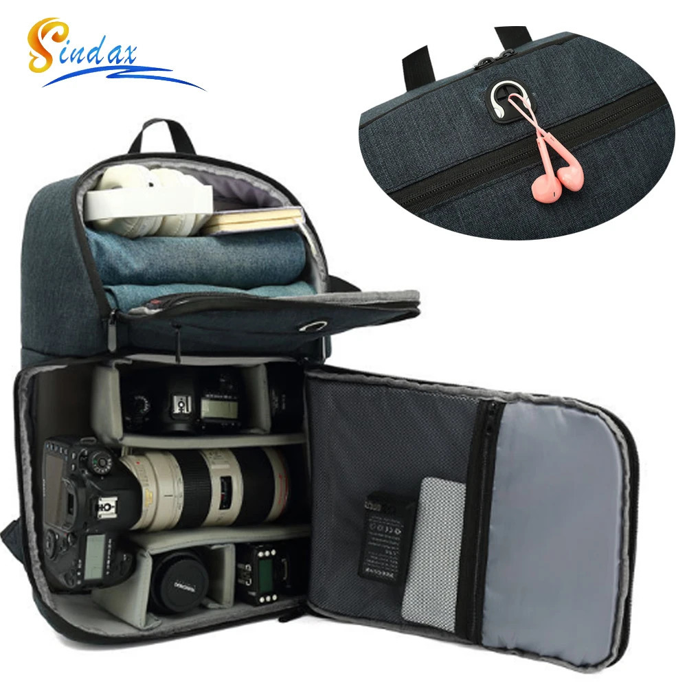Waterproof DSLR Camera Bag Backpack With Charging Earphone Hole Outdoor Po for Laptop Tripod Video Lens 240418