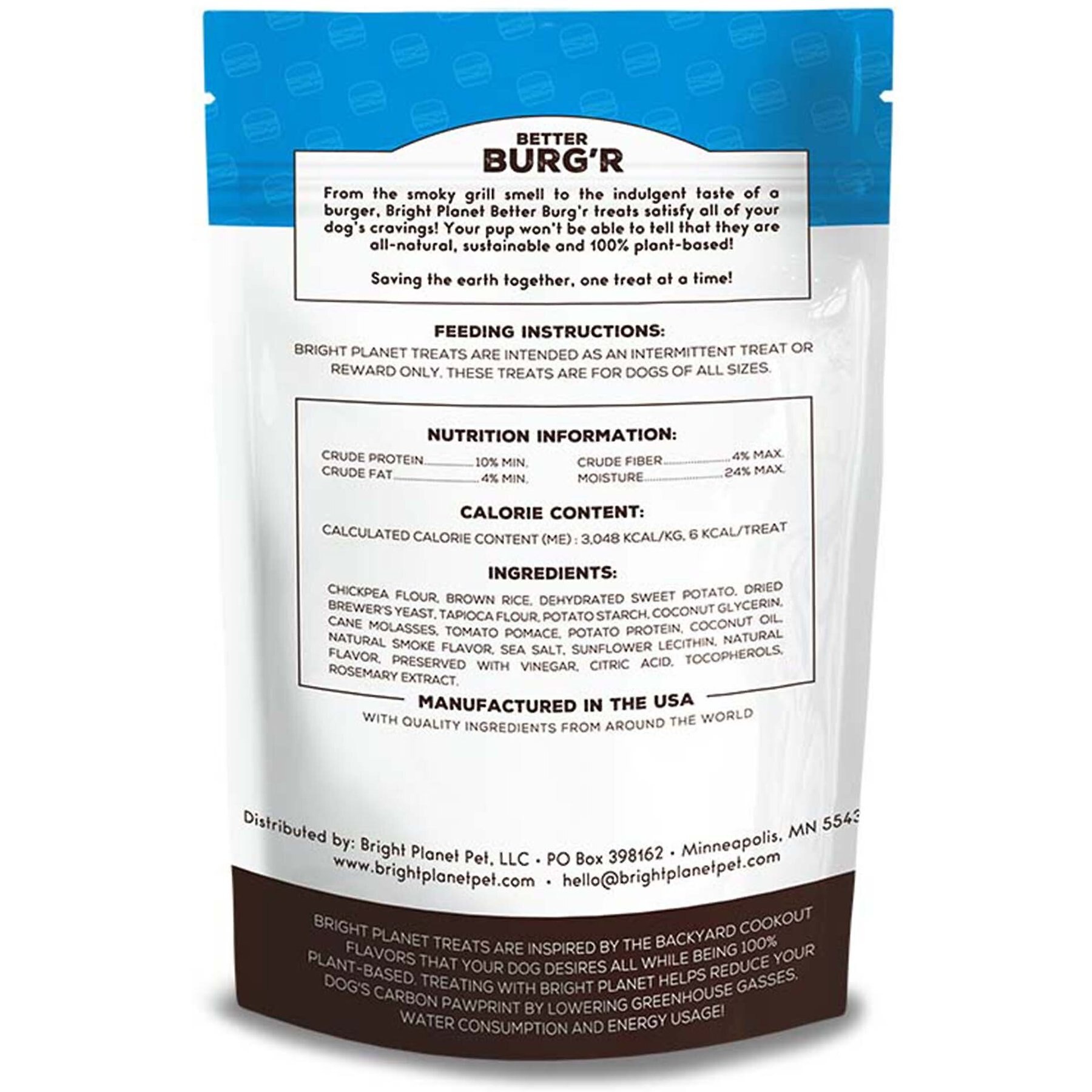 Bright Planet Pet Better Burg'r Plant-Based Dog Treats, 6-oz bag