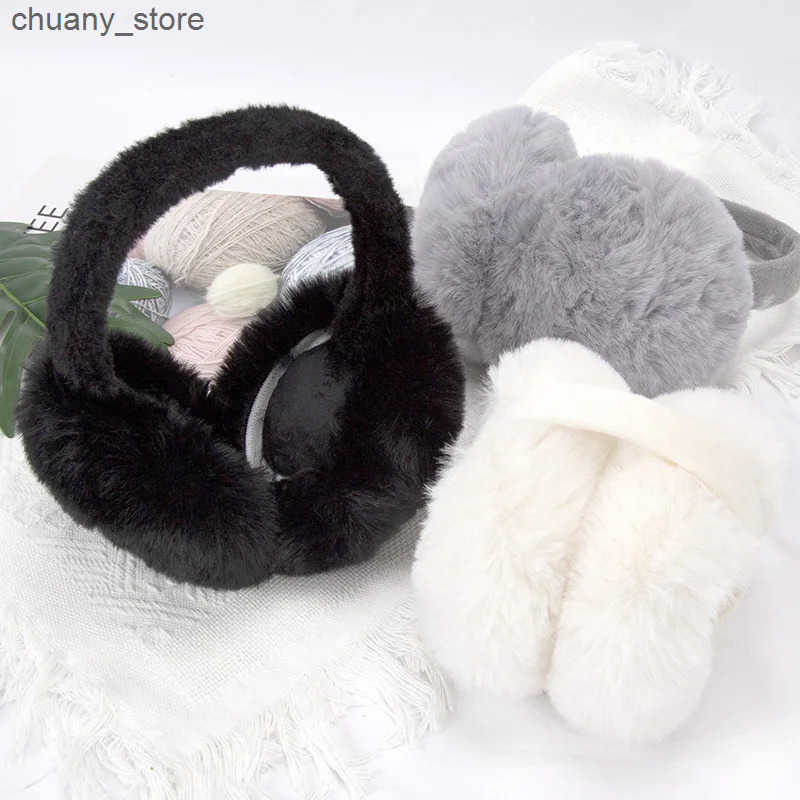Ear Muffs New Autumn Winter Soft Earmuffs Women Men Ear Keep Warmer Plush Solid Color Adjustable Foldable Ear Protection Muffs Earflap L240910