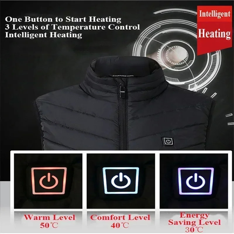 21139Areas Self Heating Vest Jacket Heated Winter Men Womens Heated Jacket Tactical Heating Vest Body Warmer Coat with Gloves 241121