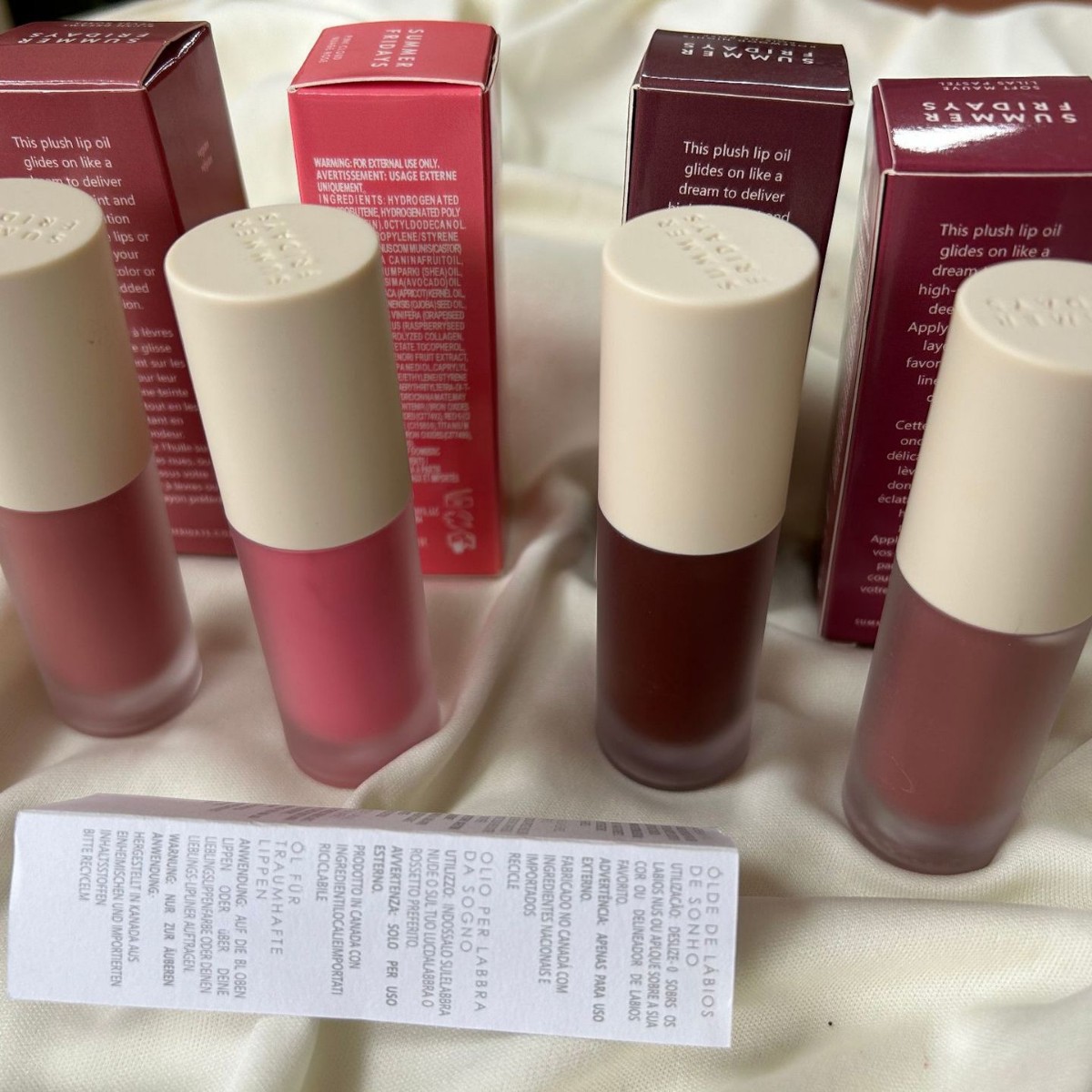 New Summer Fridays Dream Lip Oil Lipgloss Liquid Lipstick 4.5g Moisturize Smooth Makeup Lips Glaze Butter LipBalm Blush Dreams Pink Cloud 4colors LipC